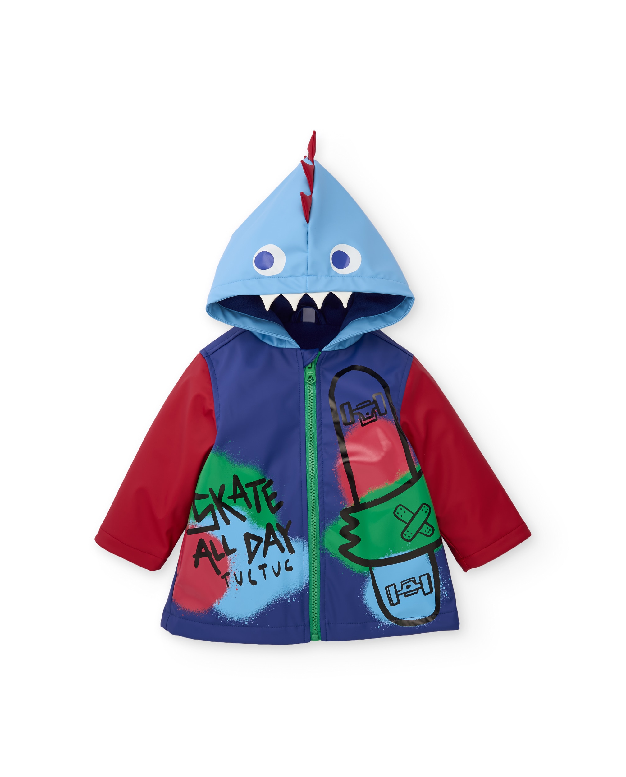 Impermeável Infantil com Capuz e Estampado de Dinossauro Tuc tuc Azul-2