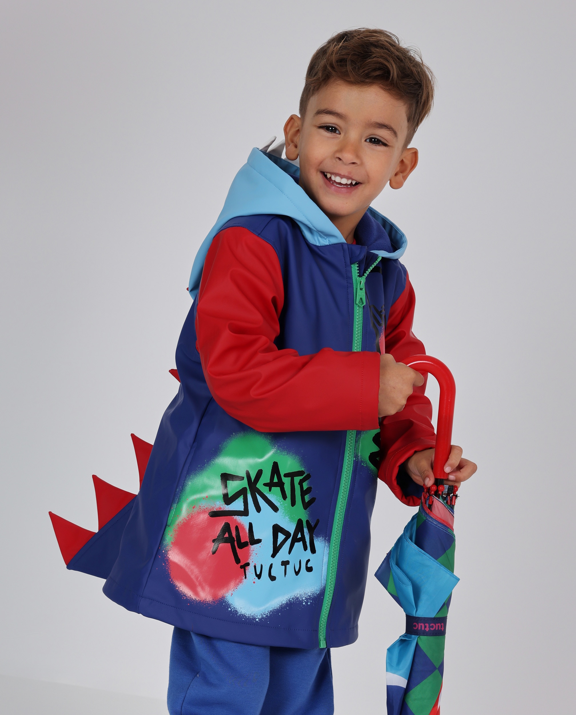 Imagem 0 de Impermeável Infantil com Capuz e Estampado de Dinossauro