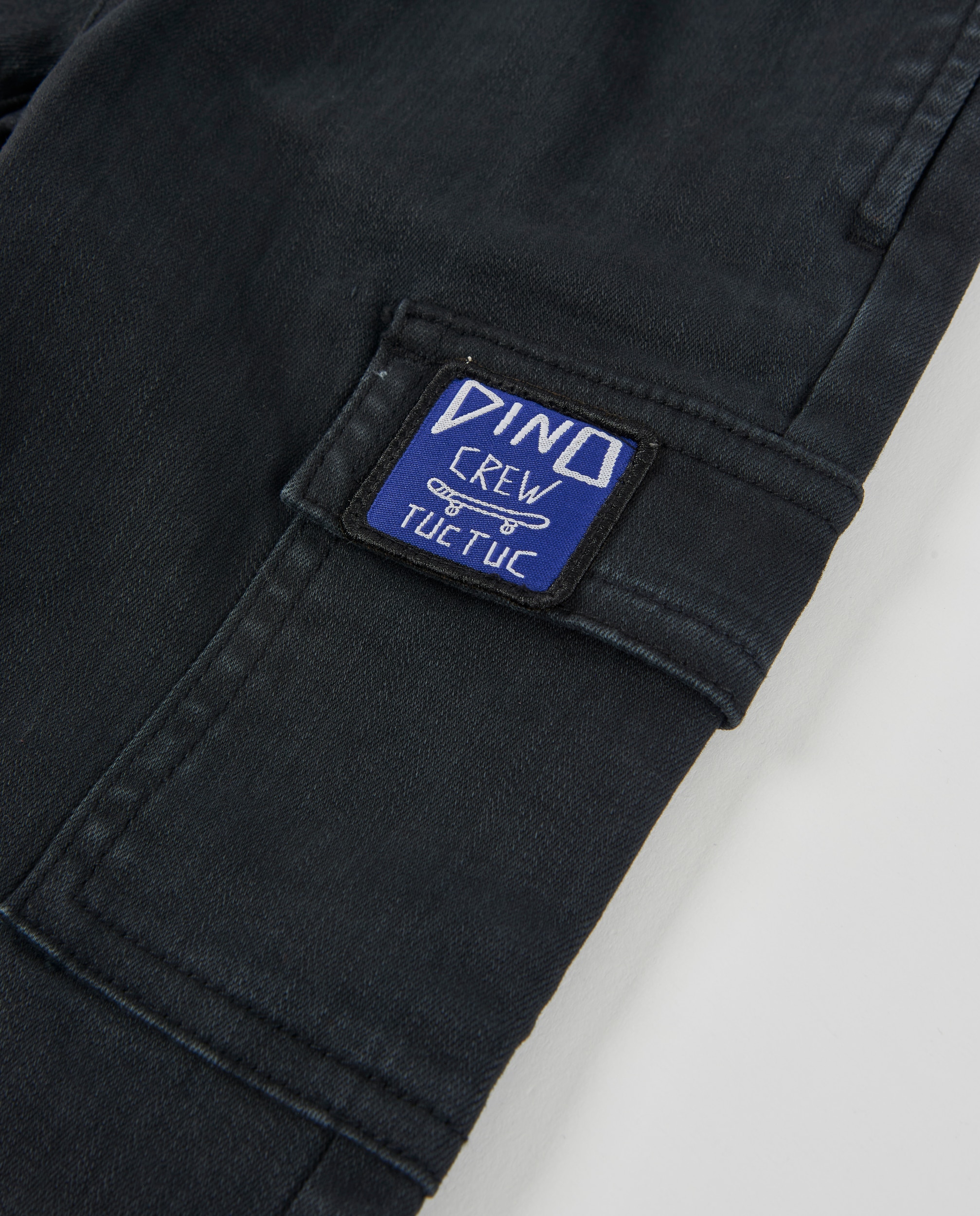 Jeans Infantil com Cintura Elástica e Cordão Ajustável Preto-4