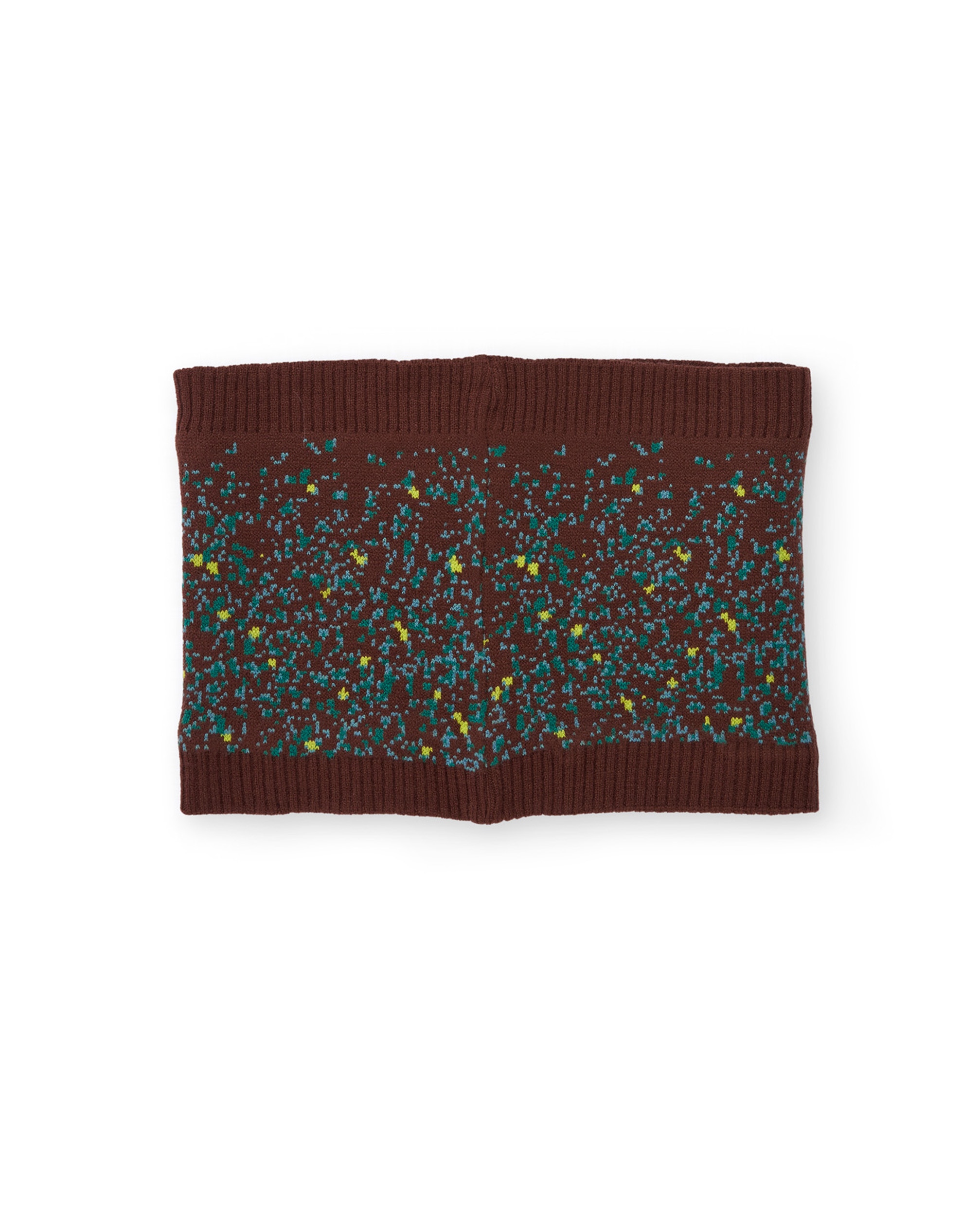 Gola Infantil de Tricô com Design Colorido e Toque Quente Castanho-escuro-2