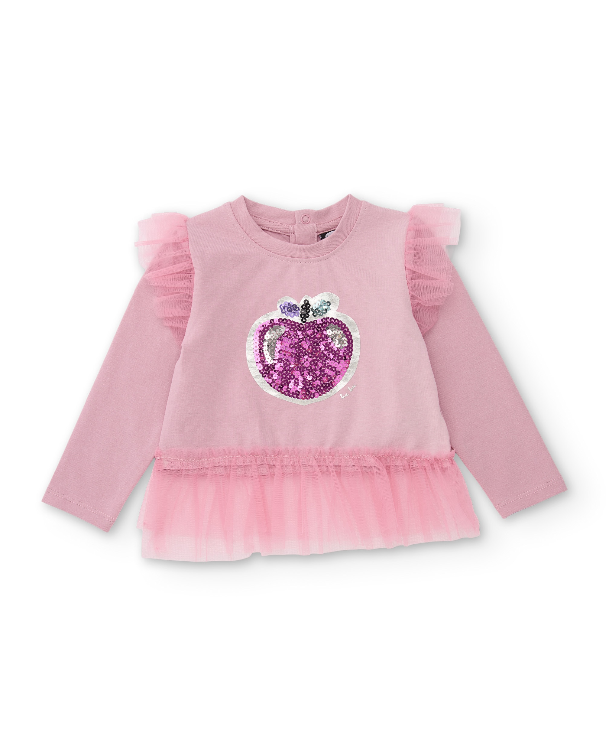 Imagem 0 de T-shirt Infantil de Malha com Folhos e Detalhe de Lantejoulas