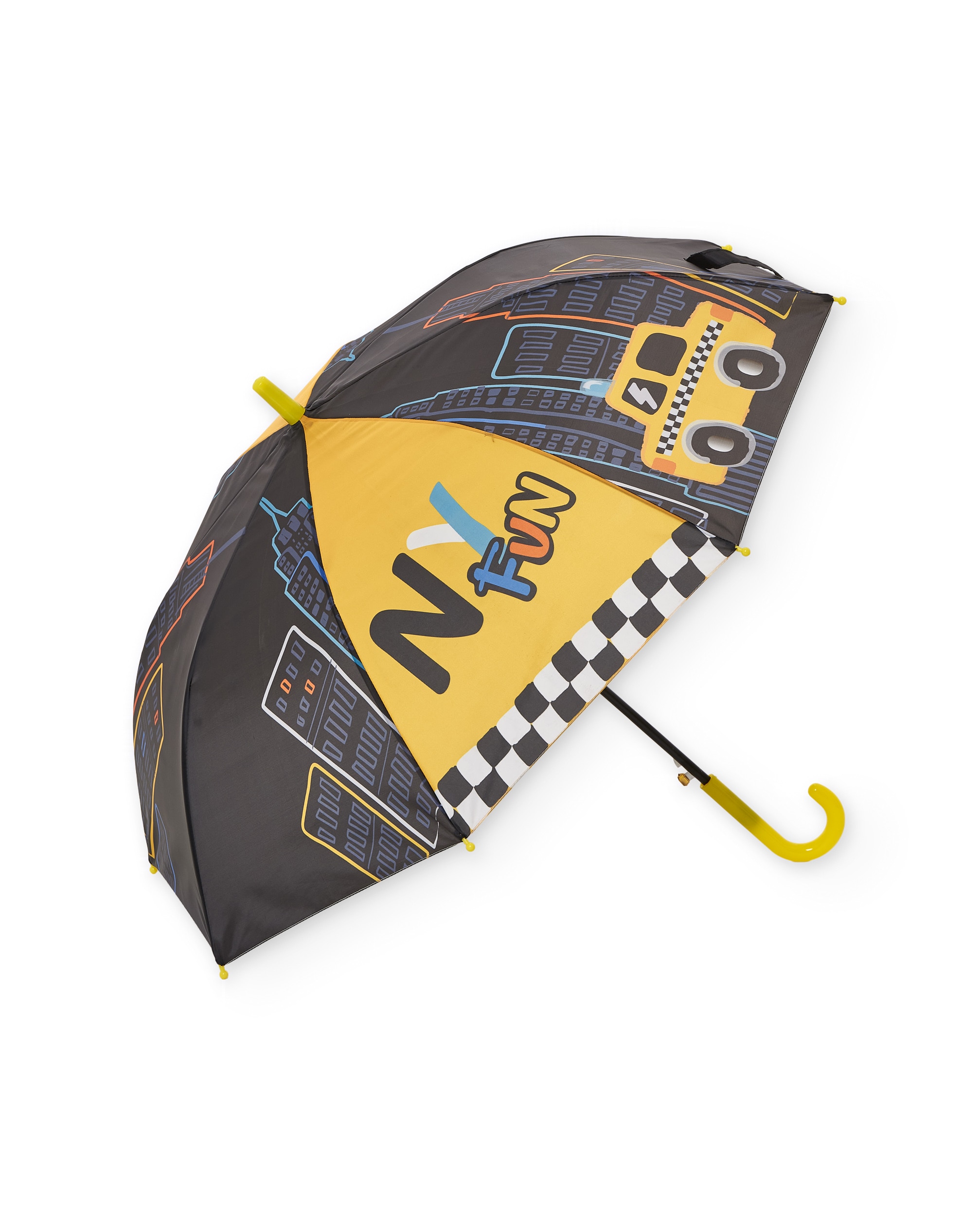 Guarda-chuva Infantil com Abertura Automática e Estampado de Táxi Preto-2