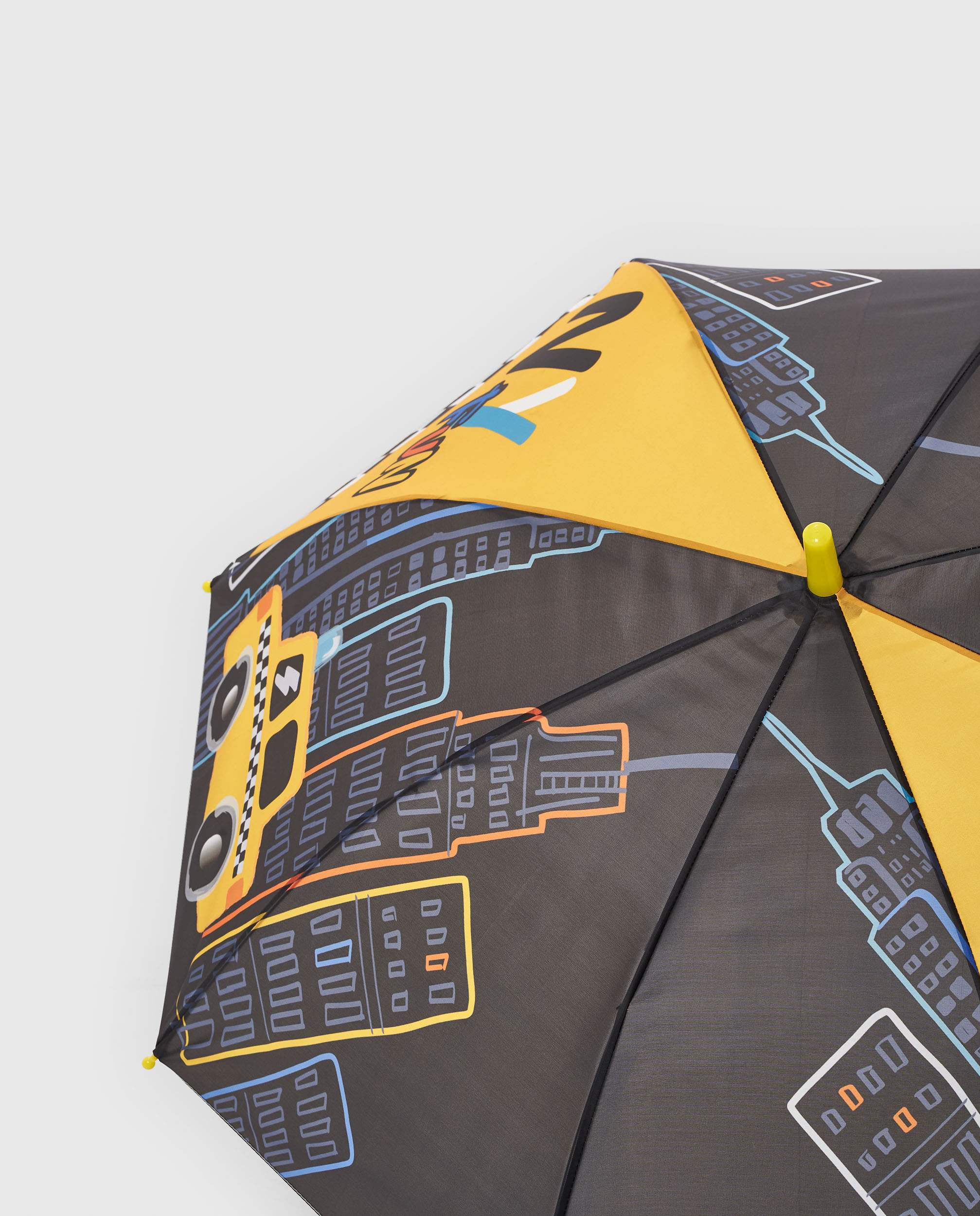 Guarda-chuva Infantil com Abertura Automática e Estampado de Táxi Preto-4