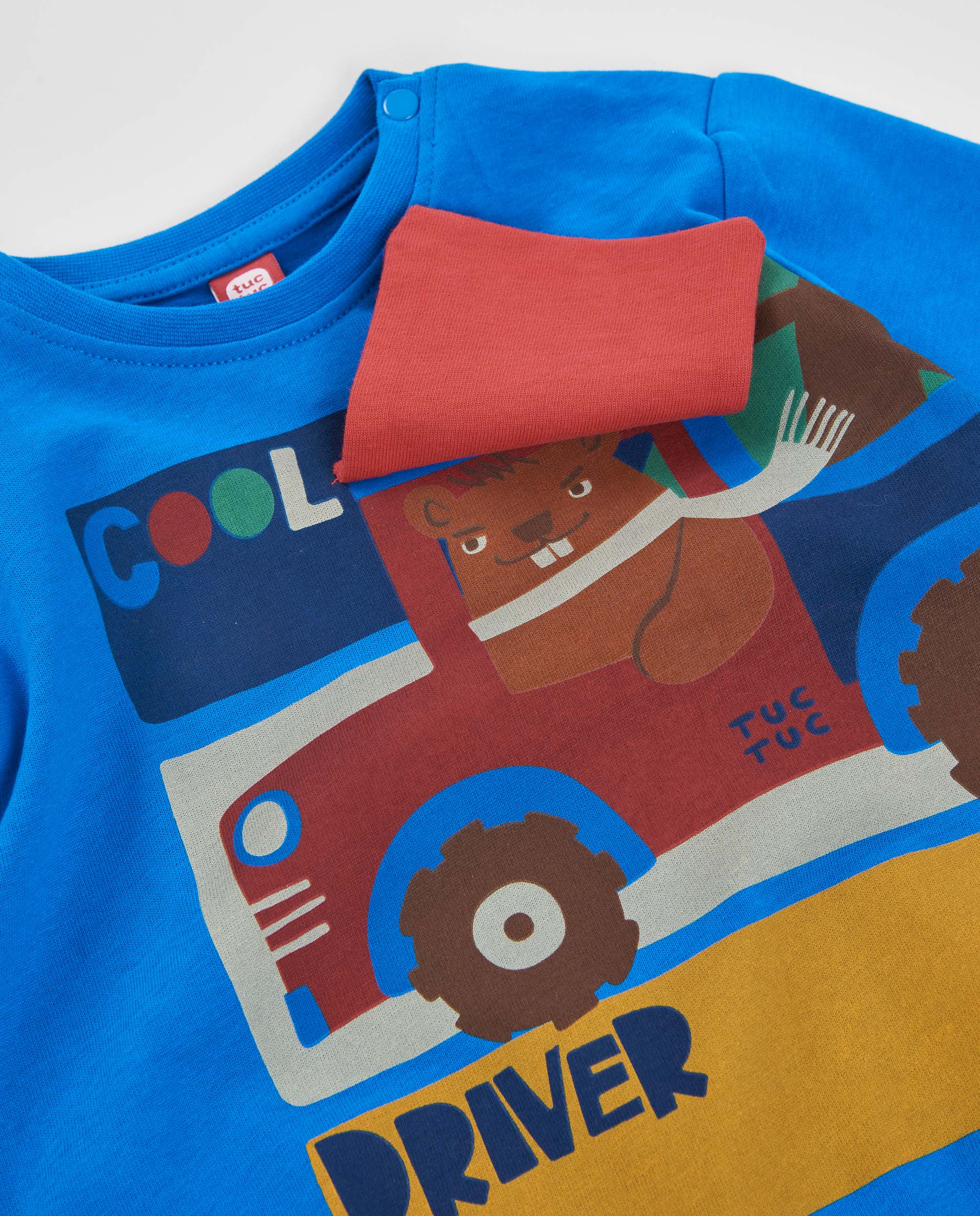 T-shirt Infantil de Malha com Design de Veículo e Manga Comprida Azul-4