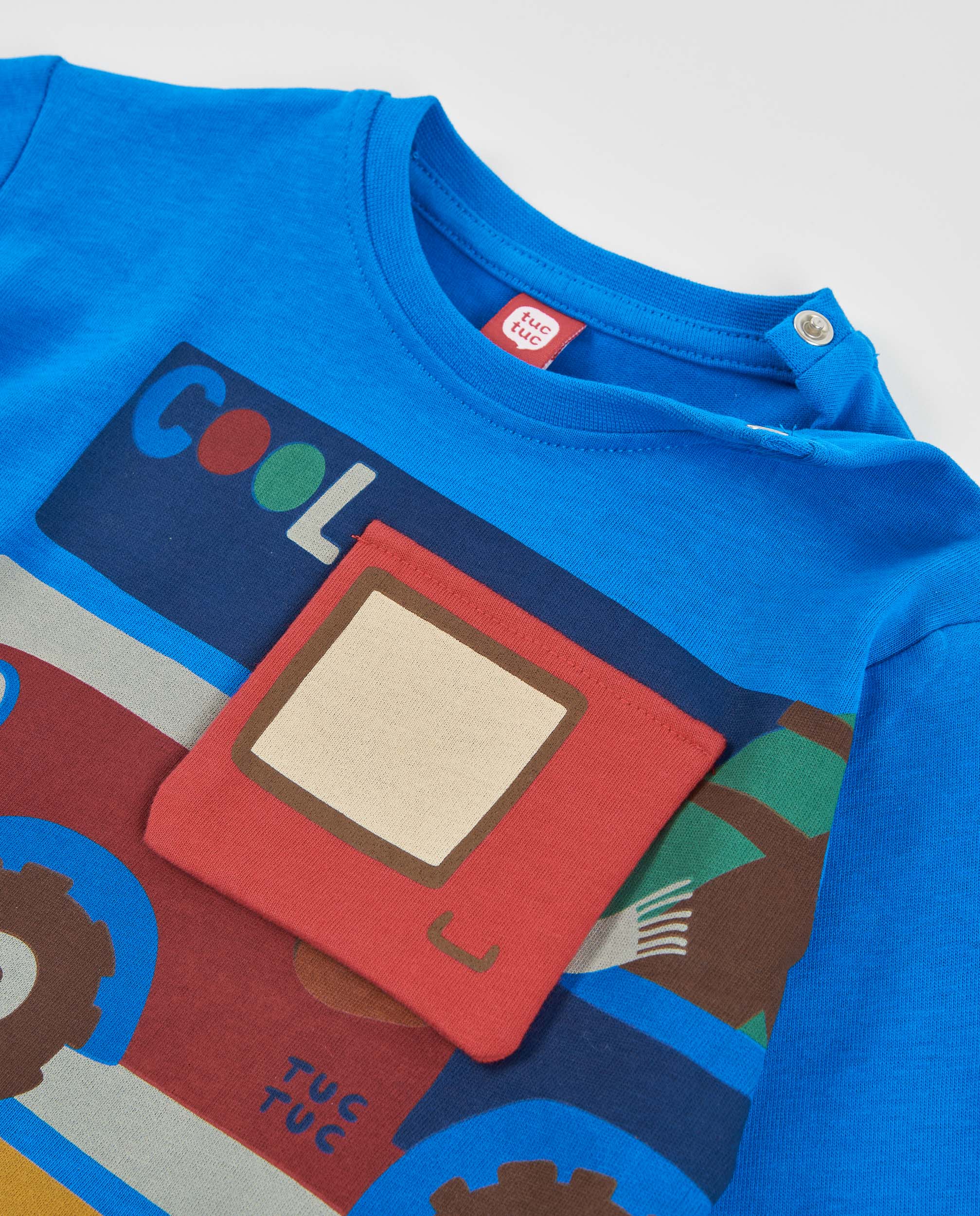 T-shirt Infantil de Malha com Design de Veículo e Manga Comprida Azul-5