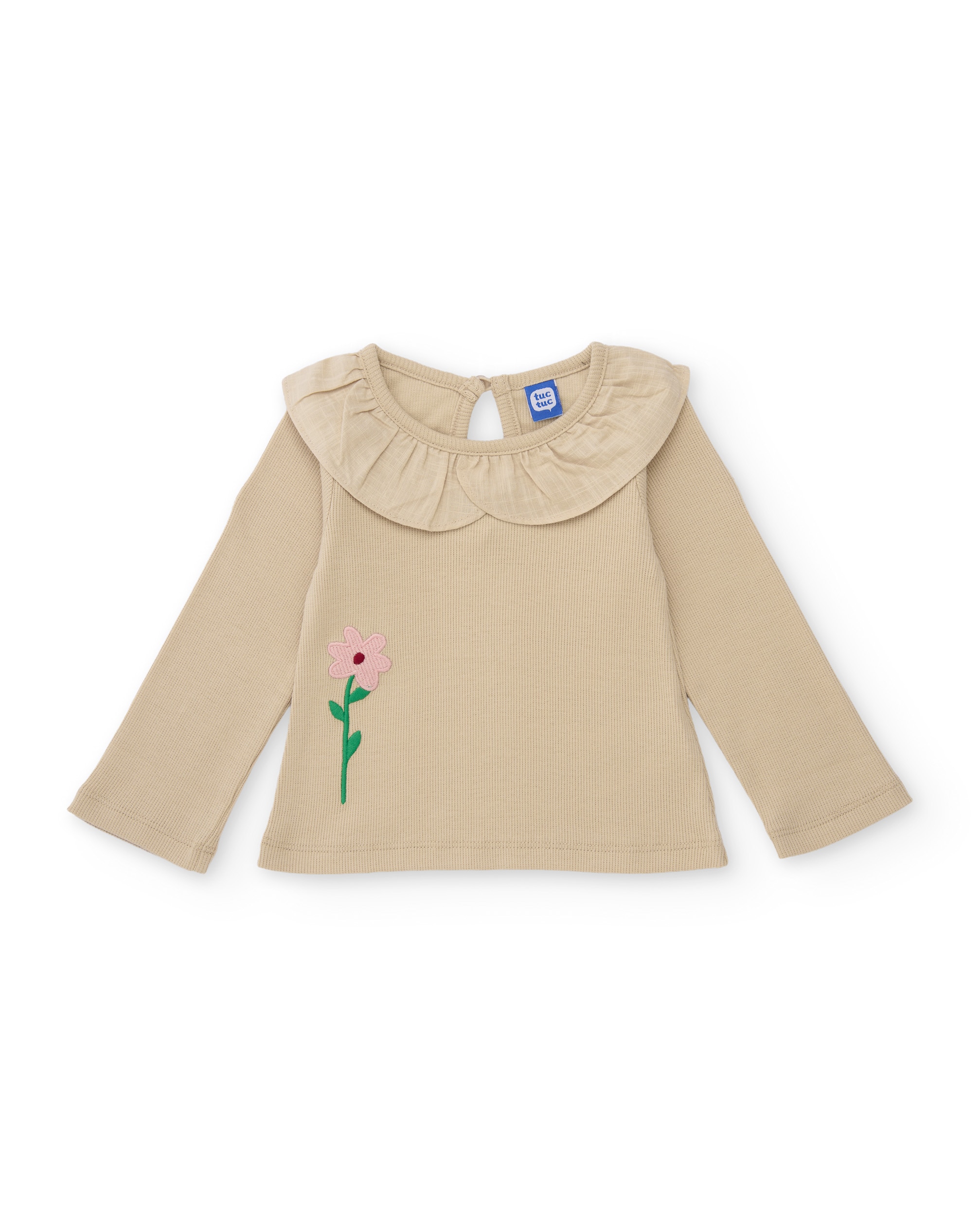 Imagem 0 de T-shirt Infantil de Malha com Manga Comprida e Detalhe de Folho