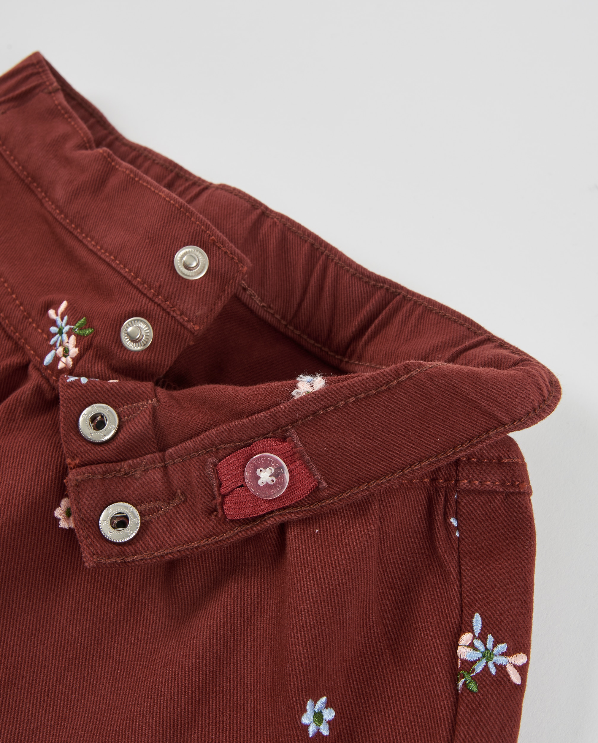 Saia Infantil de Algodão com Bordados e Cintura Elástica Bordeaux-4