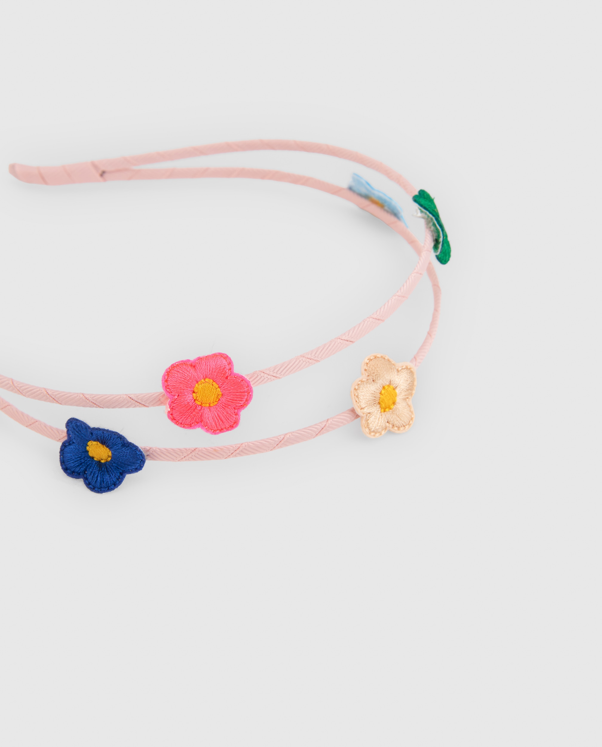 Bandolete Infantil com Design Duplo e Flores Bordadas Rosa-claro-3