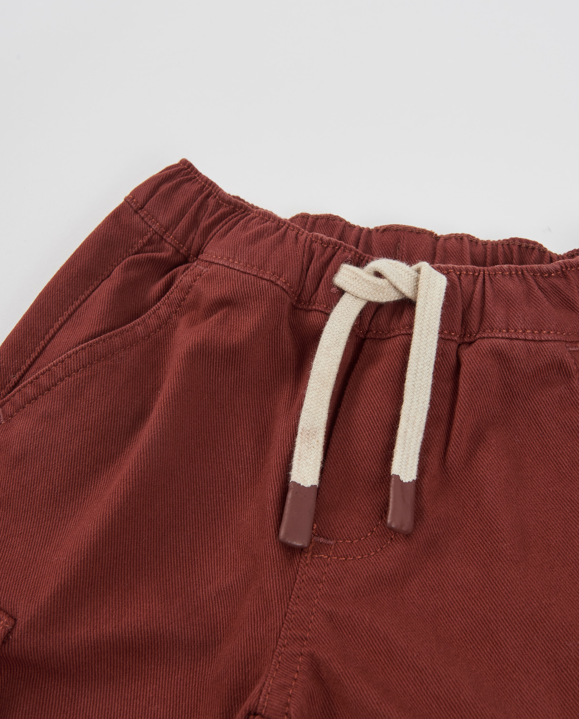 Calças Cargo Infantil de Tecido Plano com Bolsos e Cintura Elástica Bordeaux-4