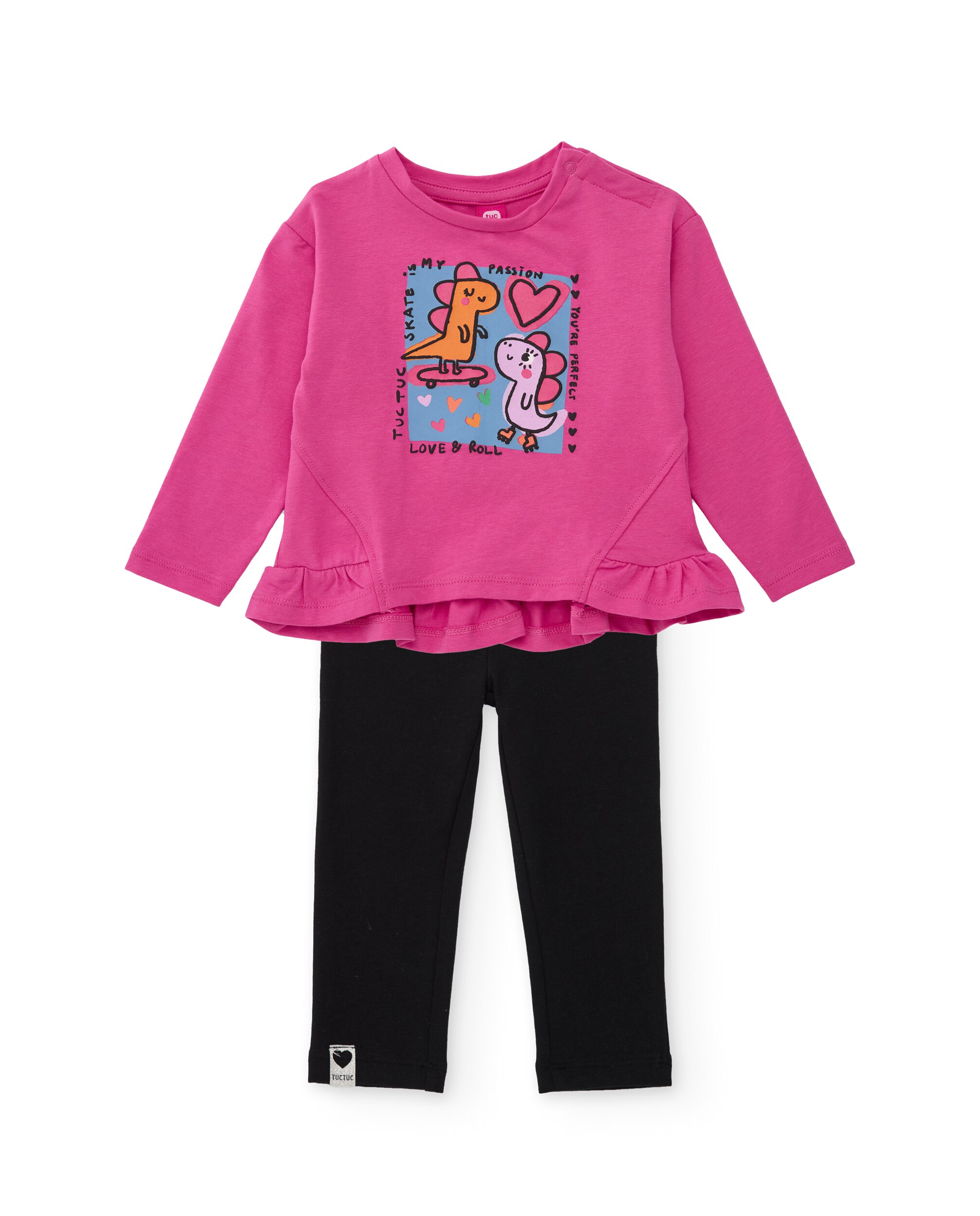 Imagem 0 de Conjunto Infantil de Malha com T-shirt de Gráfico Dinossauros e Leggings em Conjunto