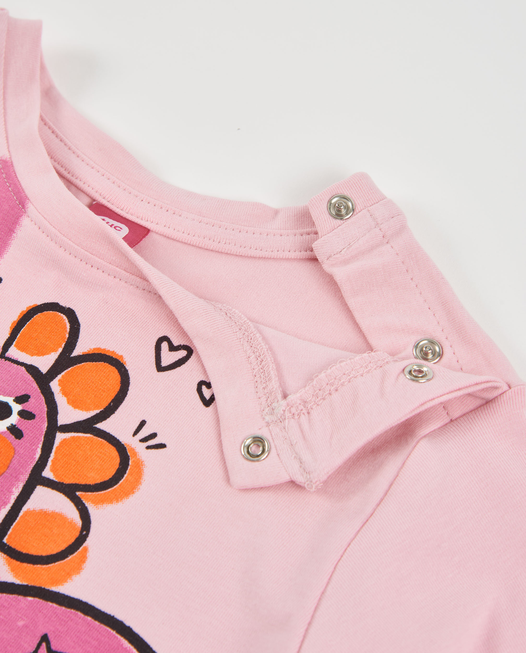 T-shirt Infantil de Malha com Estampado de Dinossauros e Tacto Suave Rosa-claro-3