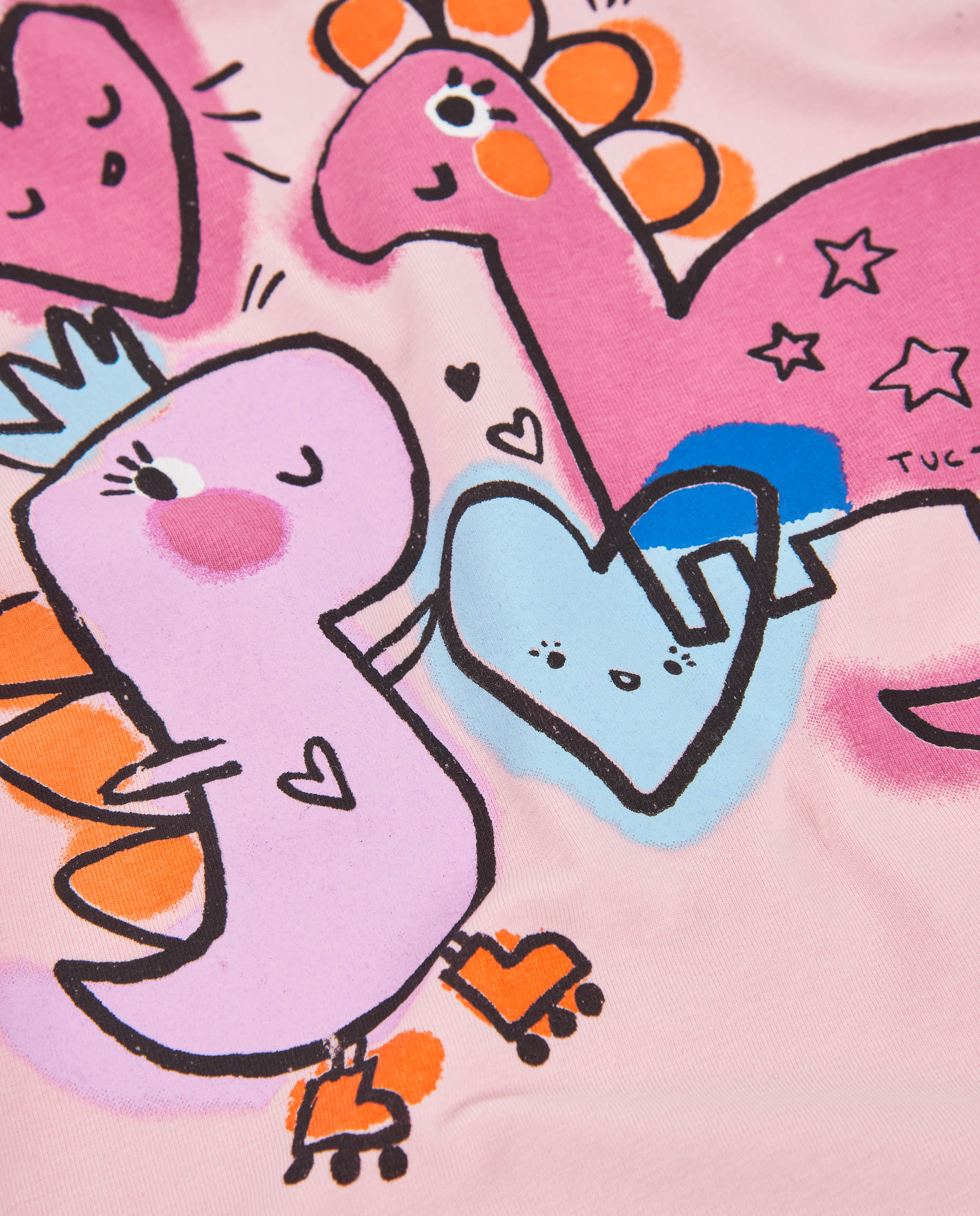 T-shirt Infantil de Malha com Estampado de Dinossauros e Tacto Suave Rosa-claro-4