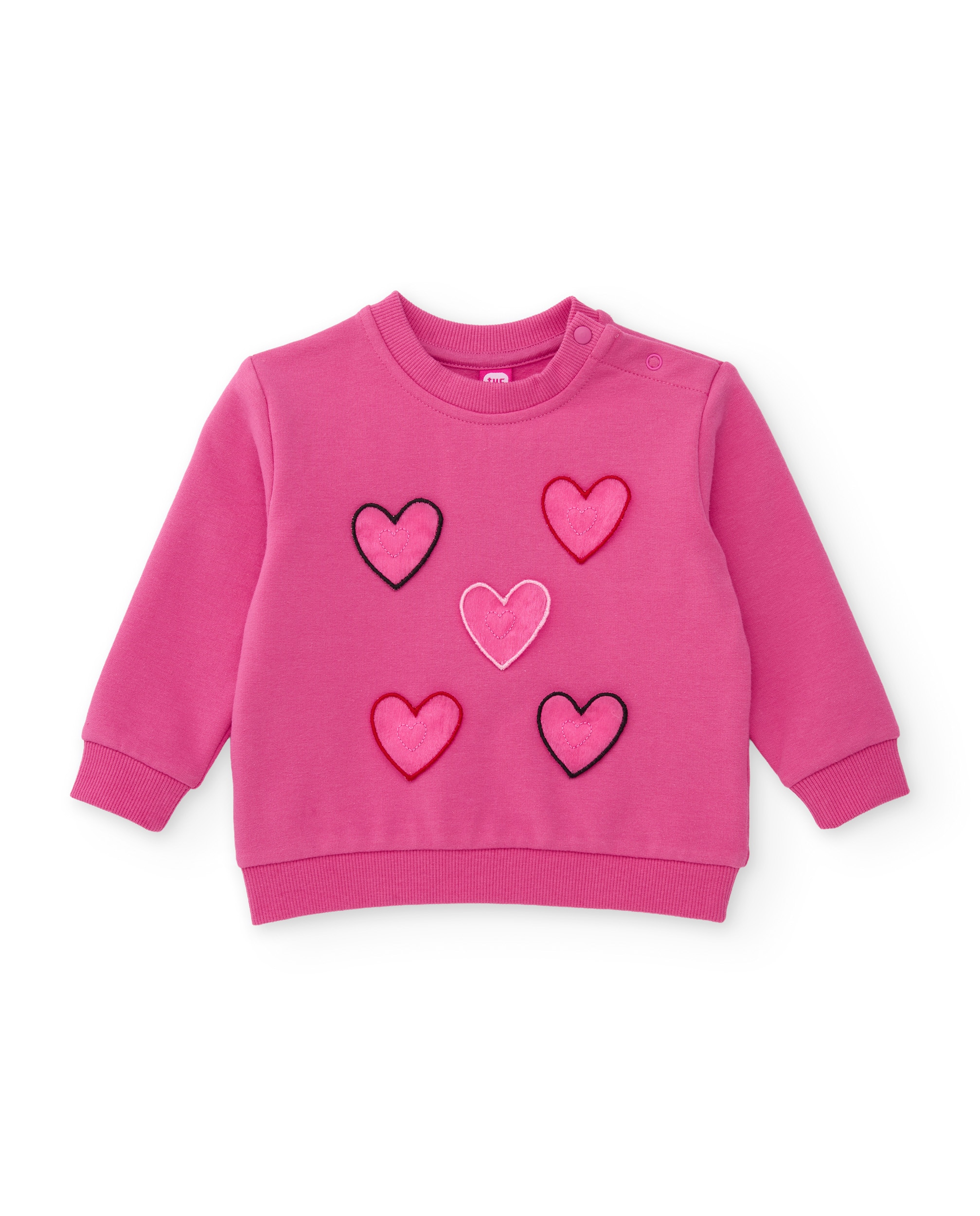Conjunto Infantil de Felpa com Sweatshirt de Apliques de Corações e Leggings Rosa-2