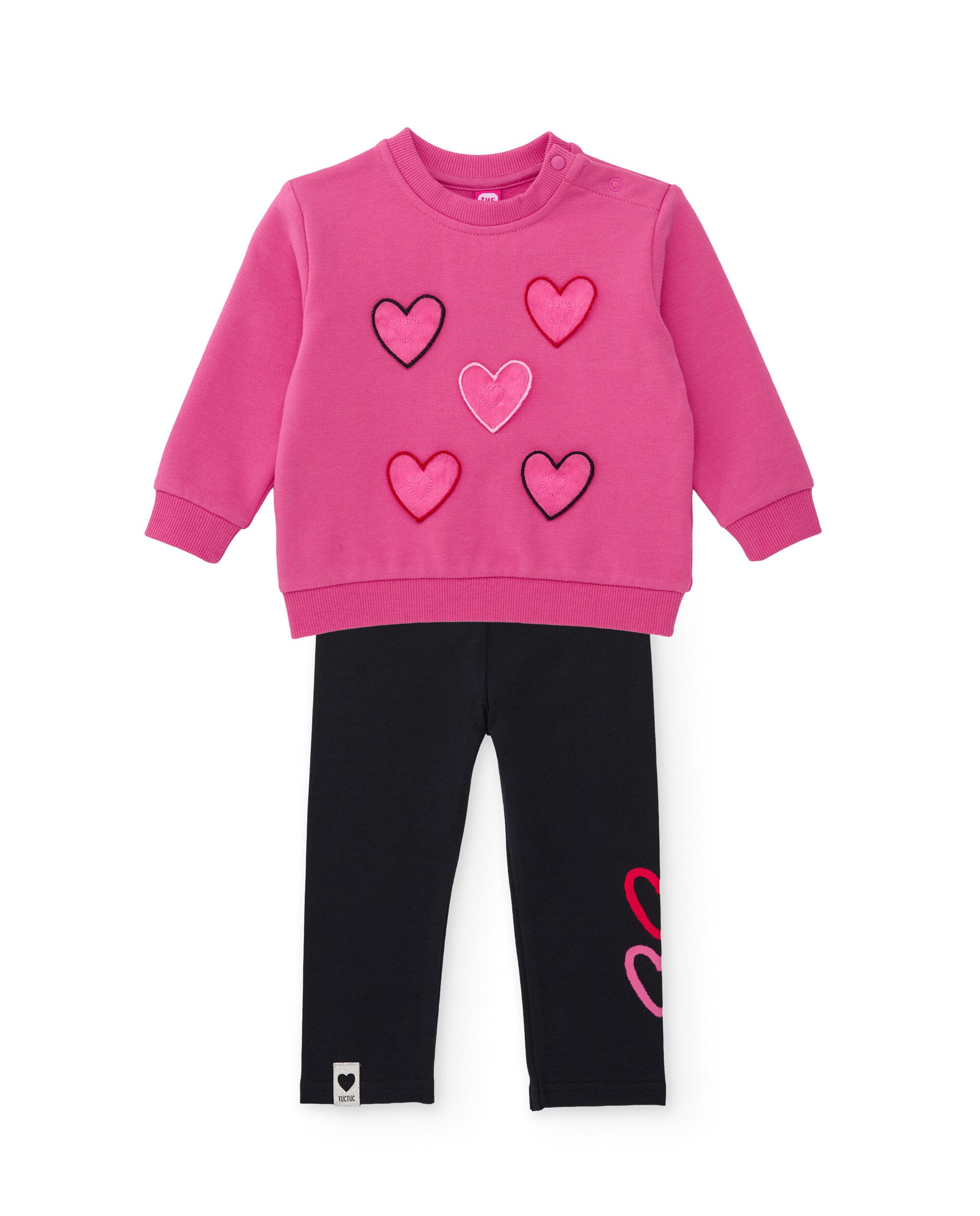 Imagem 0 de Conjunto Infantil de Felpa com Sweatshirt de Apliques de Corações e Leggings