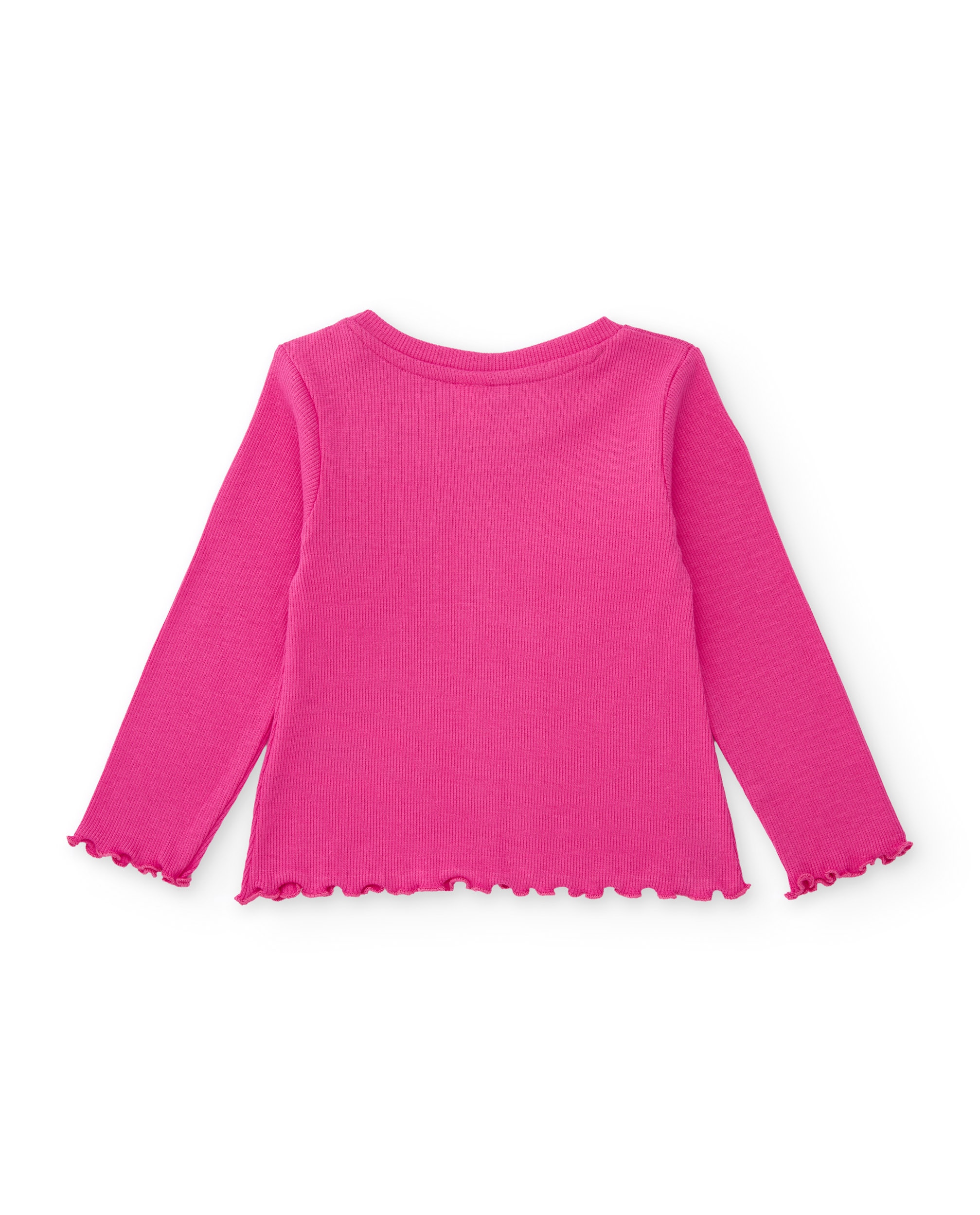 T-shirt Infantil de Malha com Manga Comprida e Folhos Rosa-3