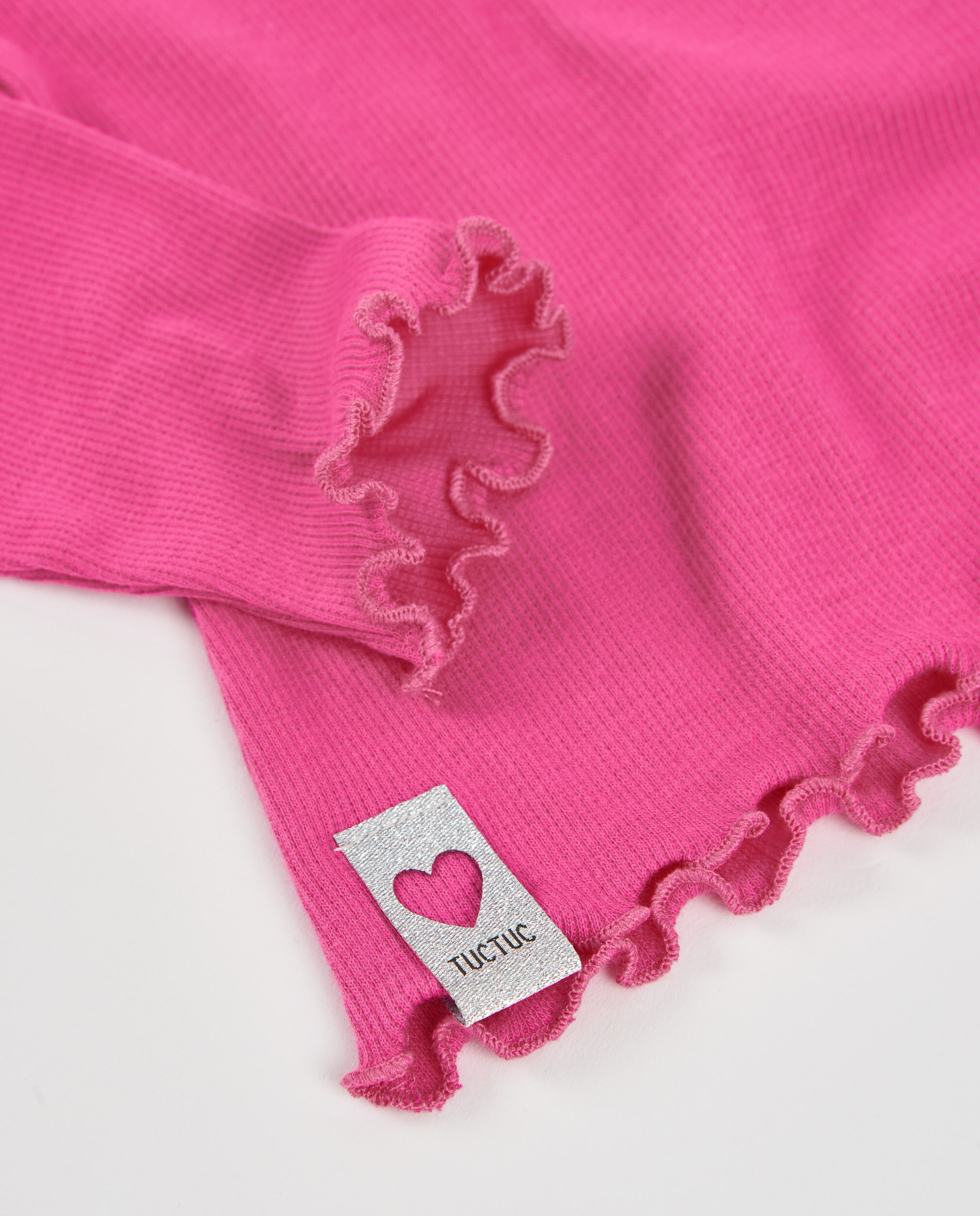 T-shirt Infantil de Malha com Manga Comprida e Folhos Rosa-5