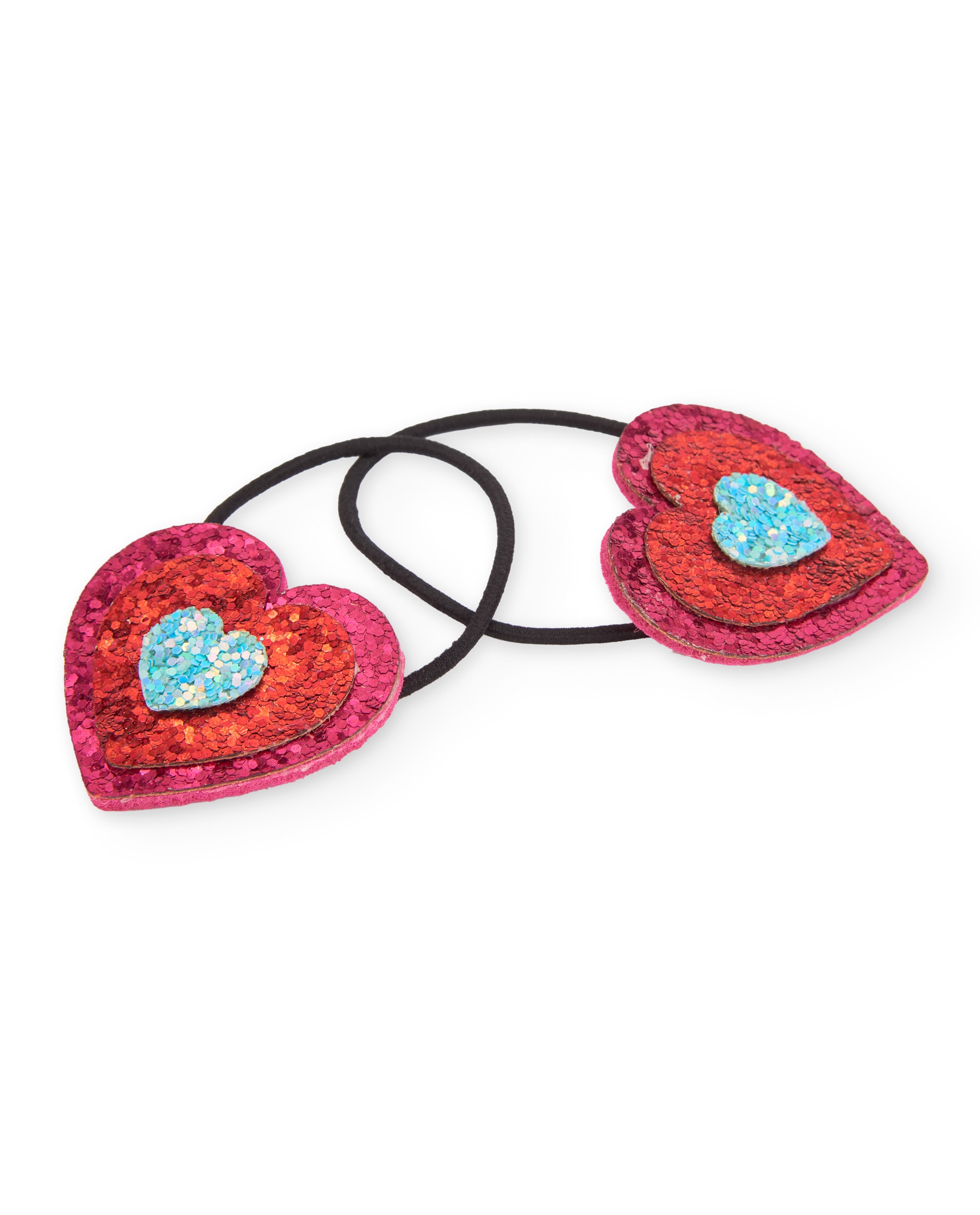 Elásticos Infantil com Corações de Glitter e Banda Elástica Vermelho-2