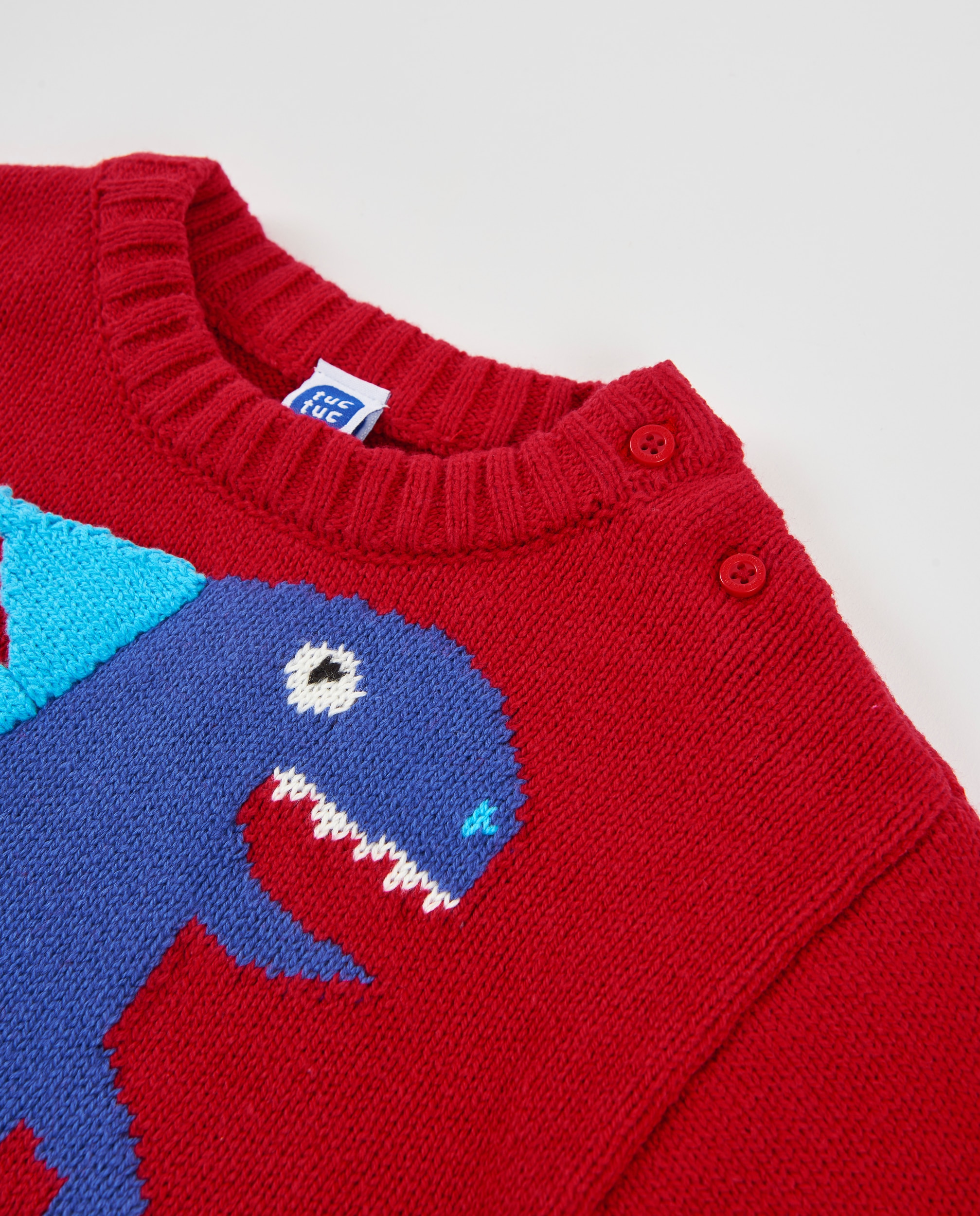Camisola Infantil de Malha com Print de Dinossauro e Tacto Suave Vermelho-4