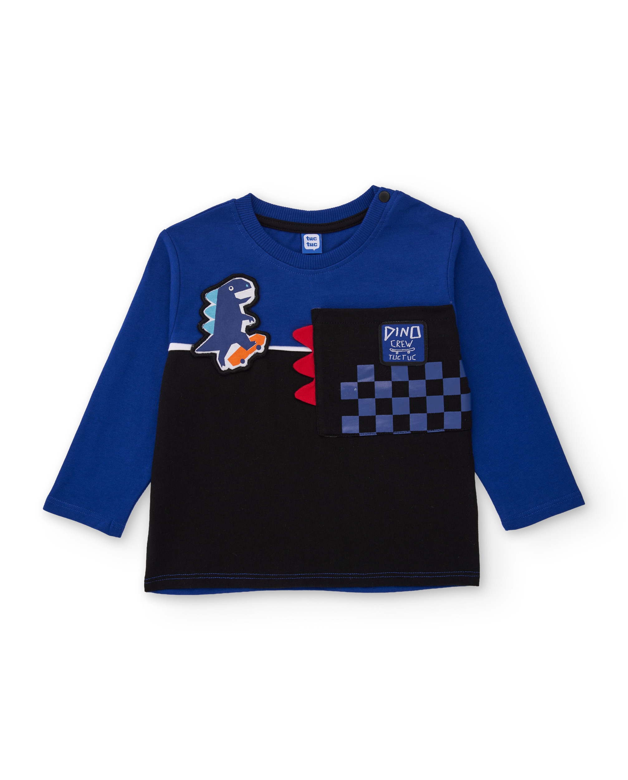 T-shirt Infantil de Malha com Motivo de Dinossauro e Manga Comprida Azul-2