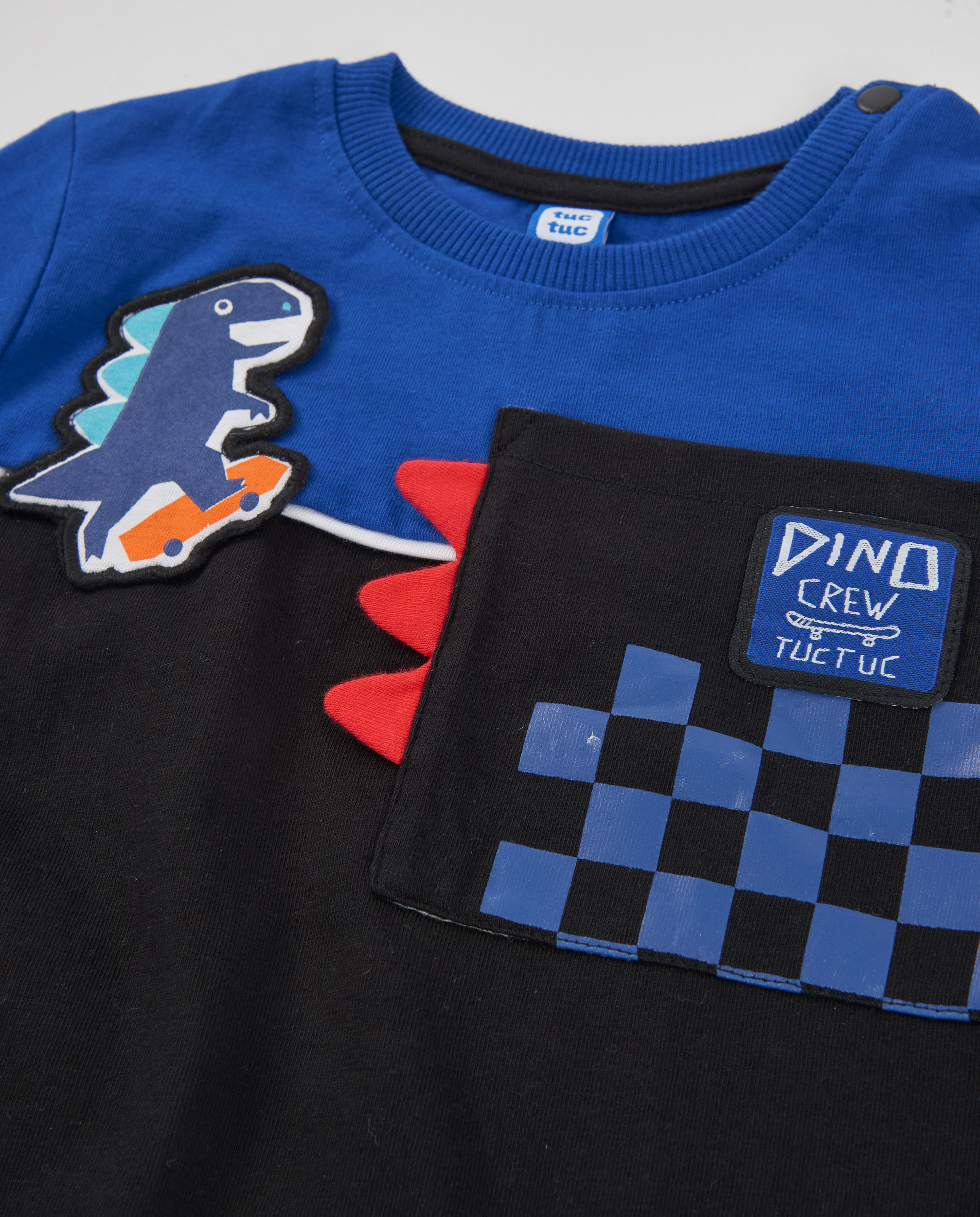 T-shirt Infantil de Malha com Motivo de Dinossauro e Manga Comprida Azul-4