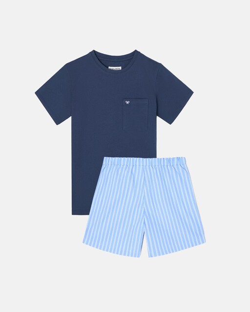 Imagem 0 de Pijama Curto Infantil às Riscas em Azul