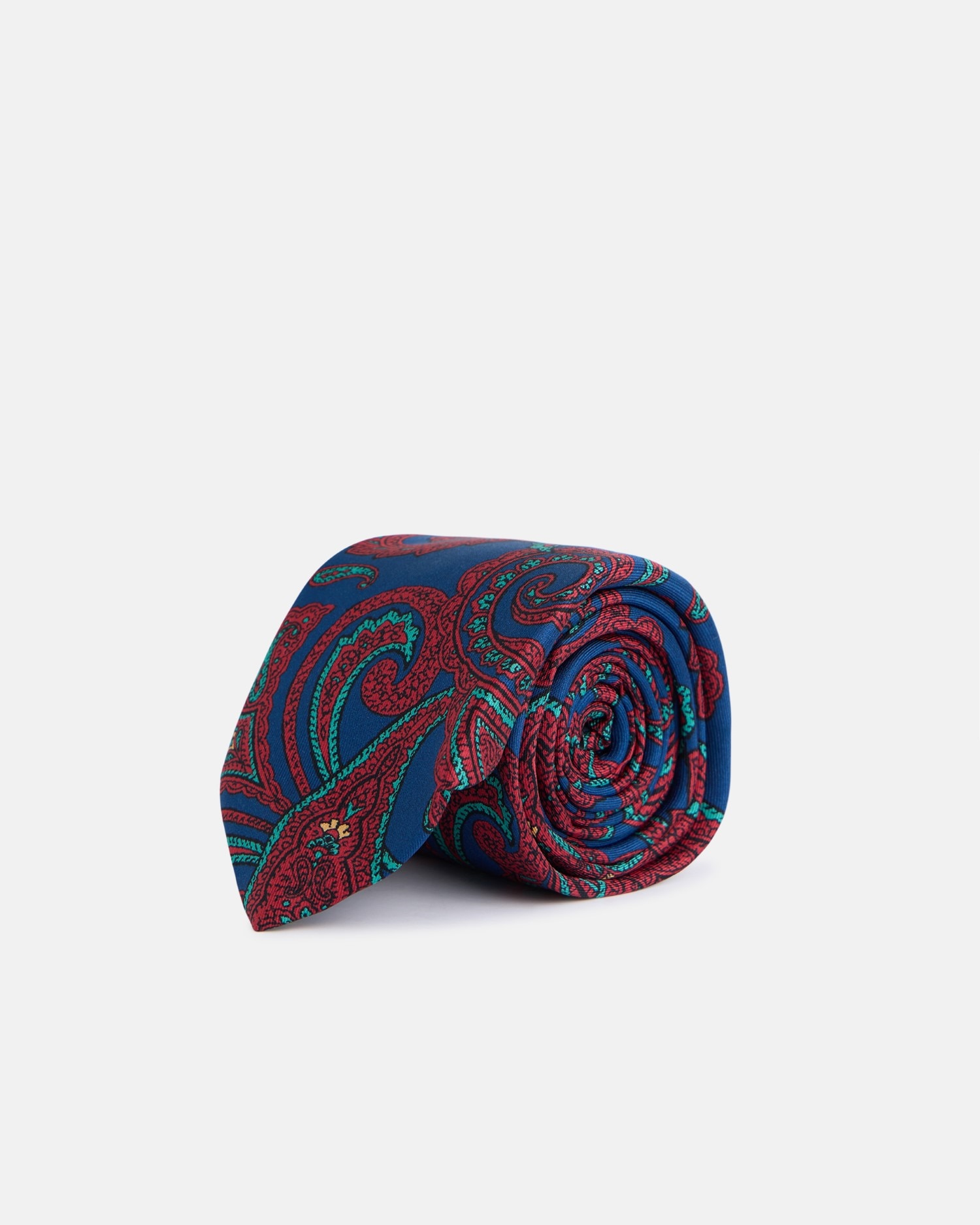 Gravata de Seda com Estampado Cachemir Azul Royal-1