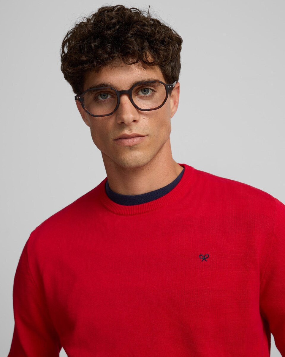 Camisola Summer com Gola Redonda em Vermelho Vermelho-3