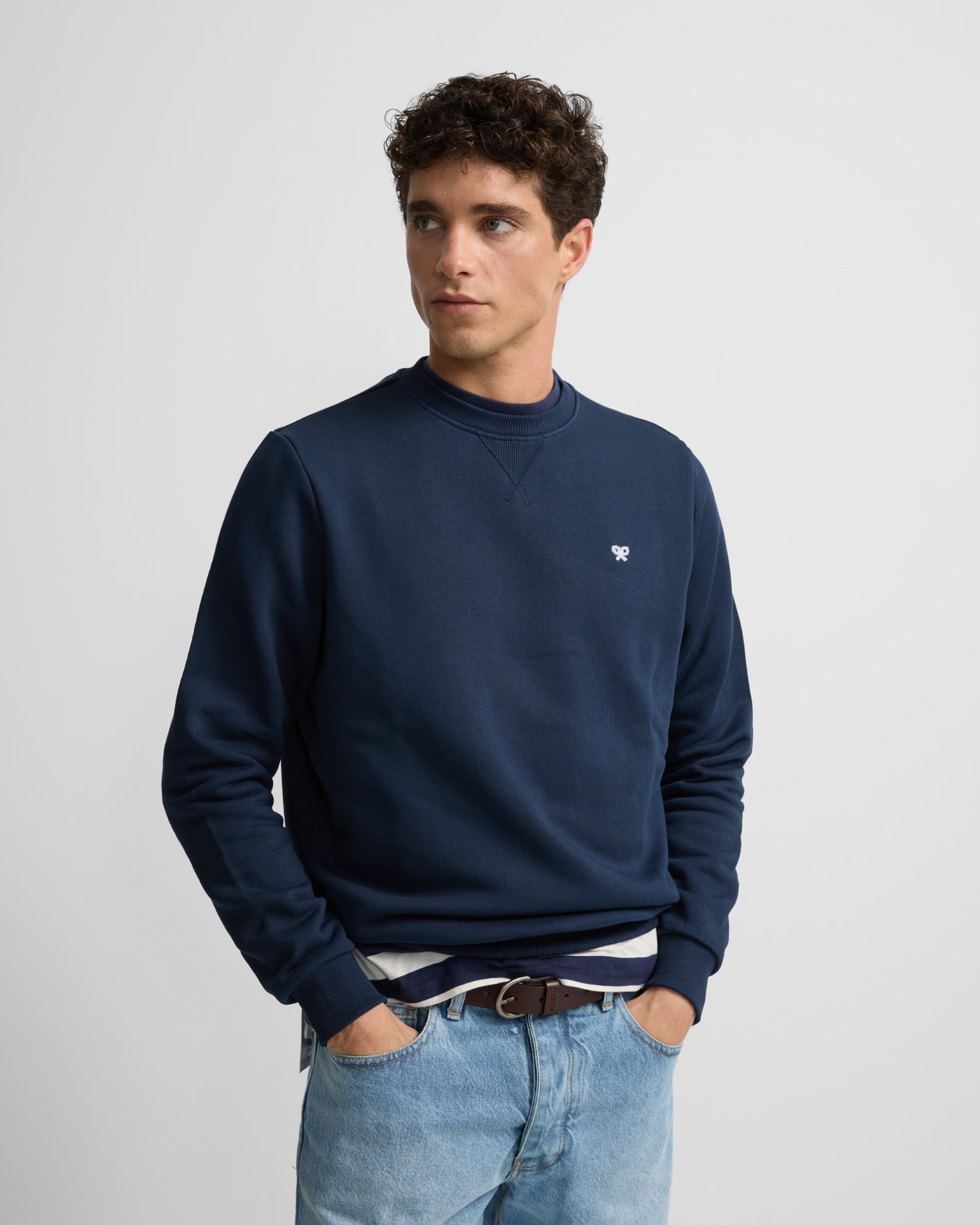 Sweatshirt sem Capuz Minilogo Azul-marinho-1