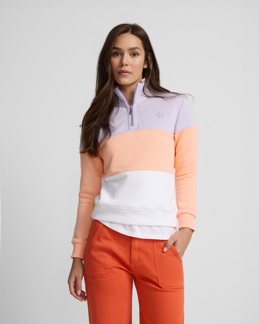 Imagem 0 de Sweatshirt Tricolor com Meio Fecho Zip