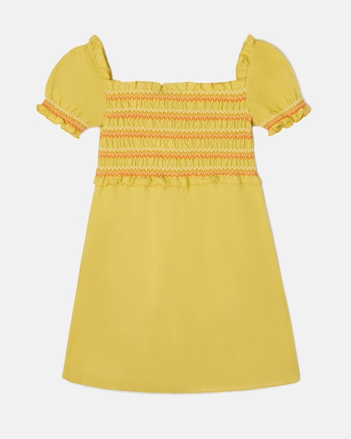 Imagem 0 de Vestido Infantil com Detalhes Franzidos e Mangas Abalonadas