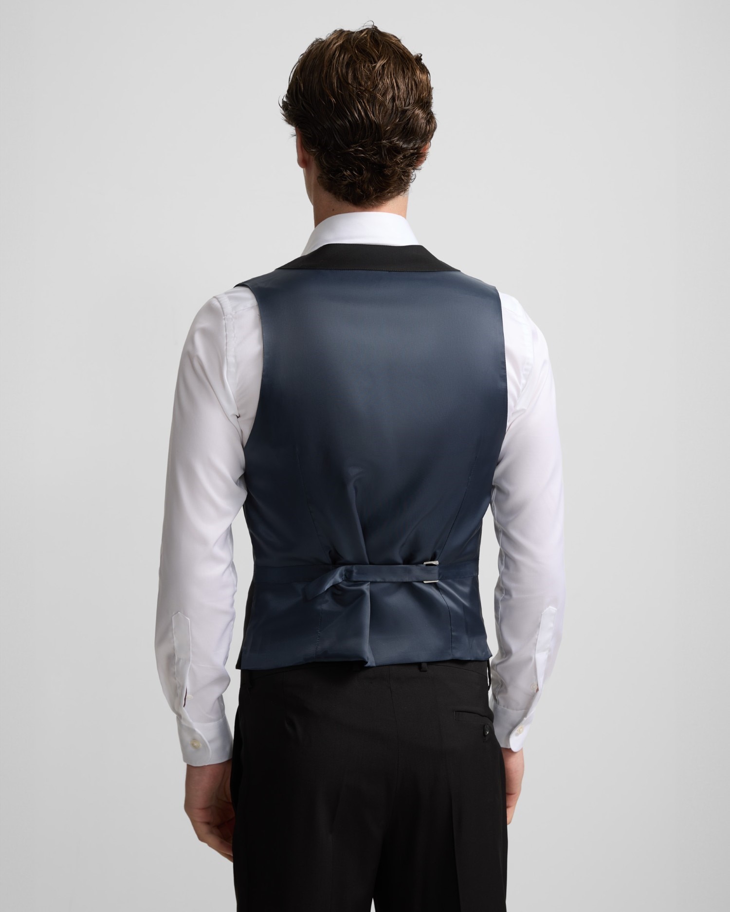 Colete de Fato Stretch com Gola Redonda em Preto Preto-2