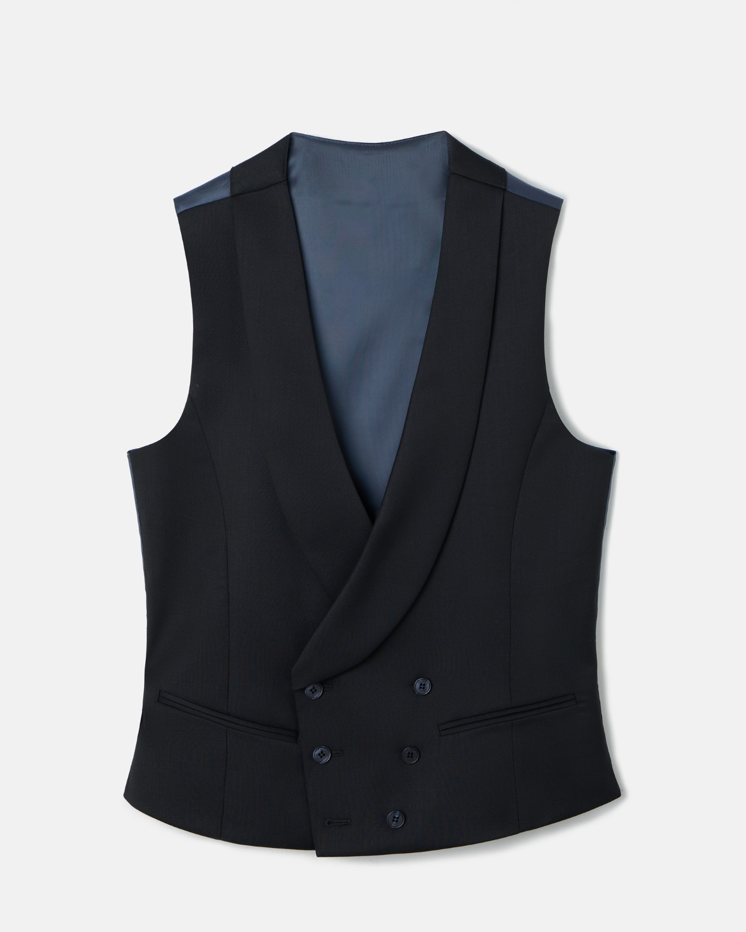 Colete de Fato Stretch com Gola Redonda em Preto Preto-4