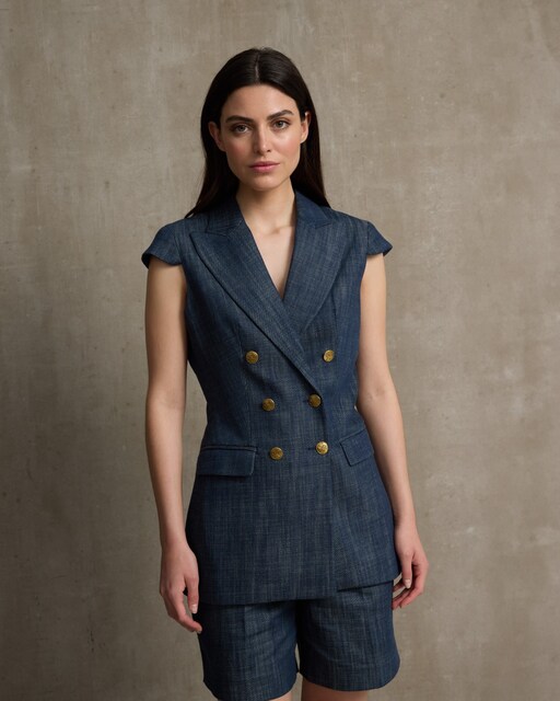 Imagem 0 de Blazer Unique Denim de Manga Curta