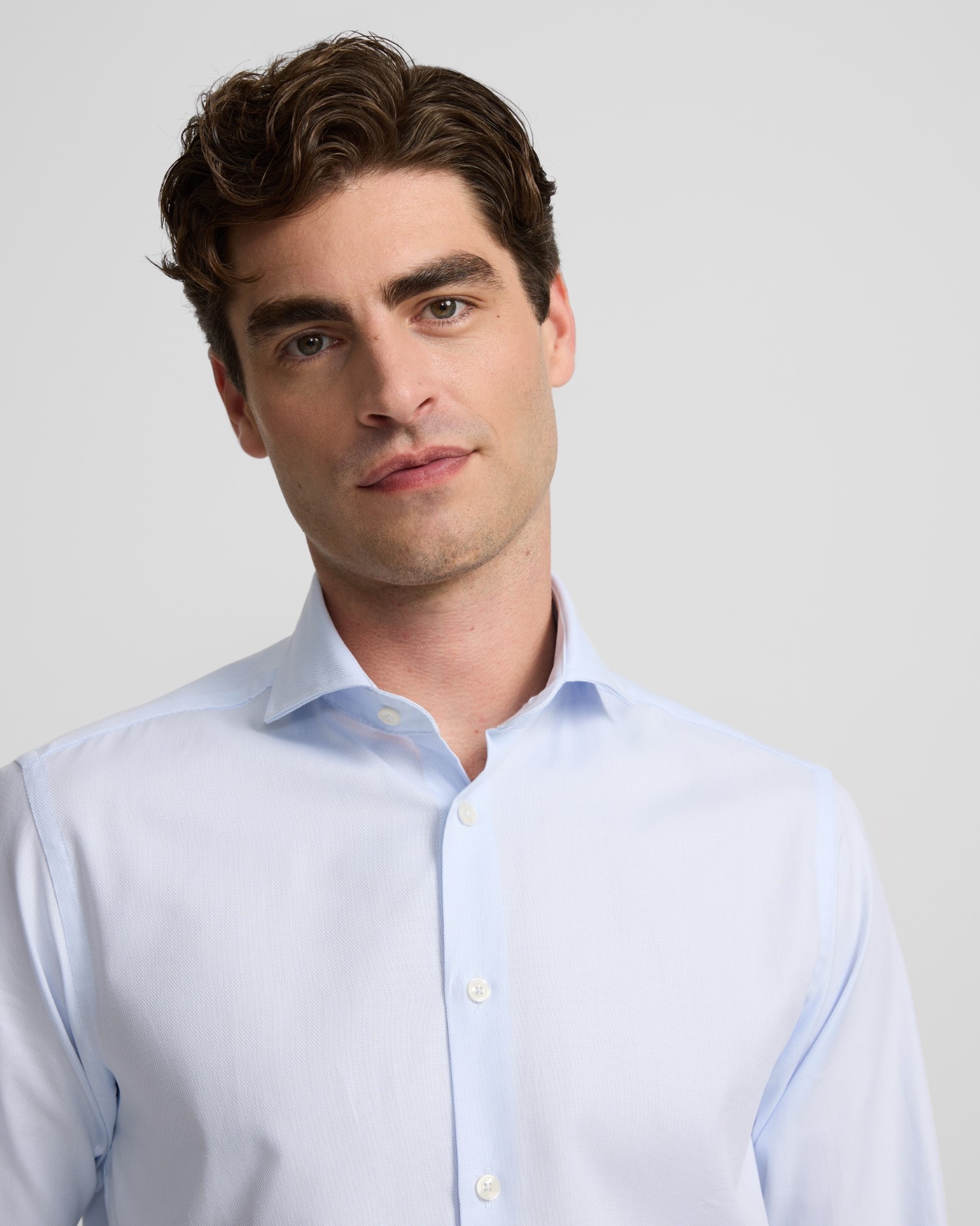 Camisa Formal com Estrutura Celeste Clara Azul-claro-3
