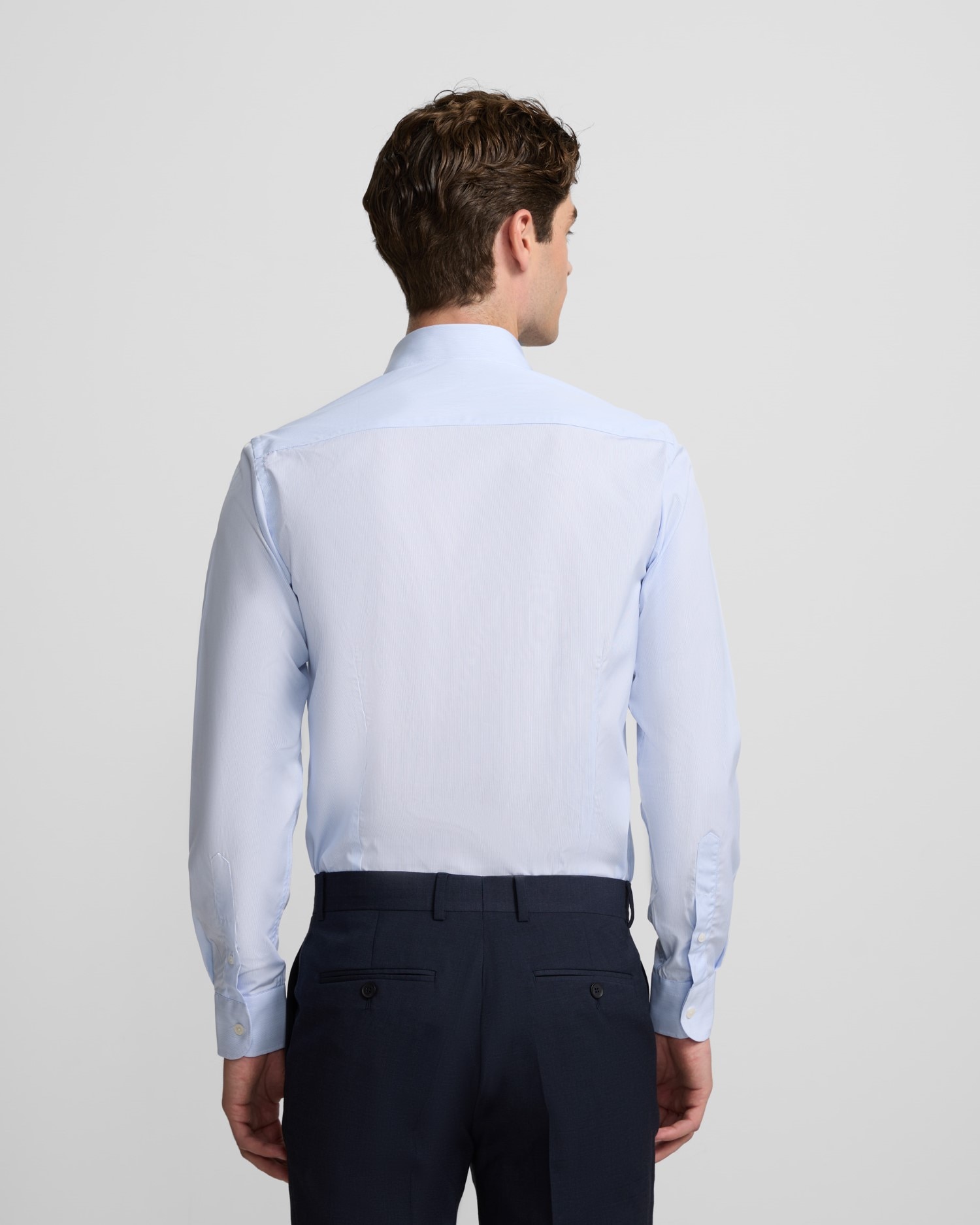 Camisa Formal Às Riscas Mini com Punho Simples Azul-claro-2