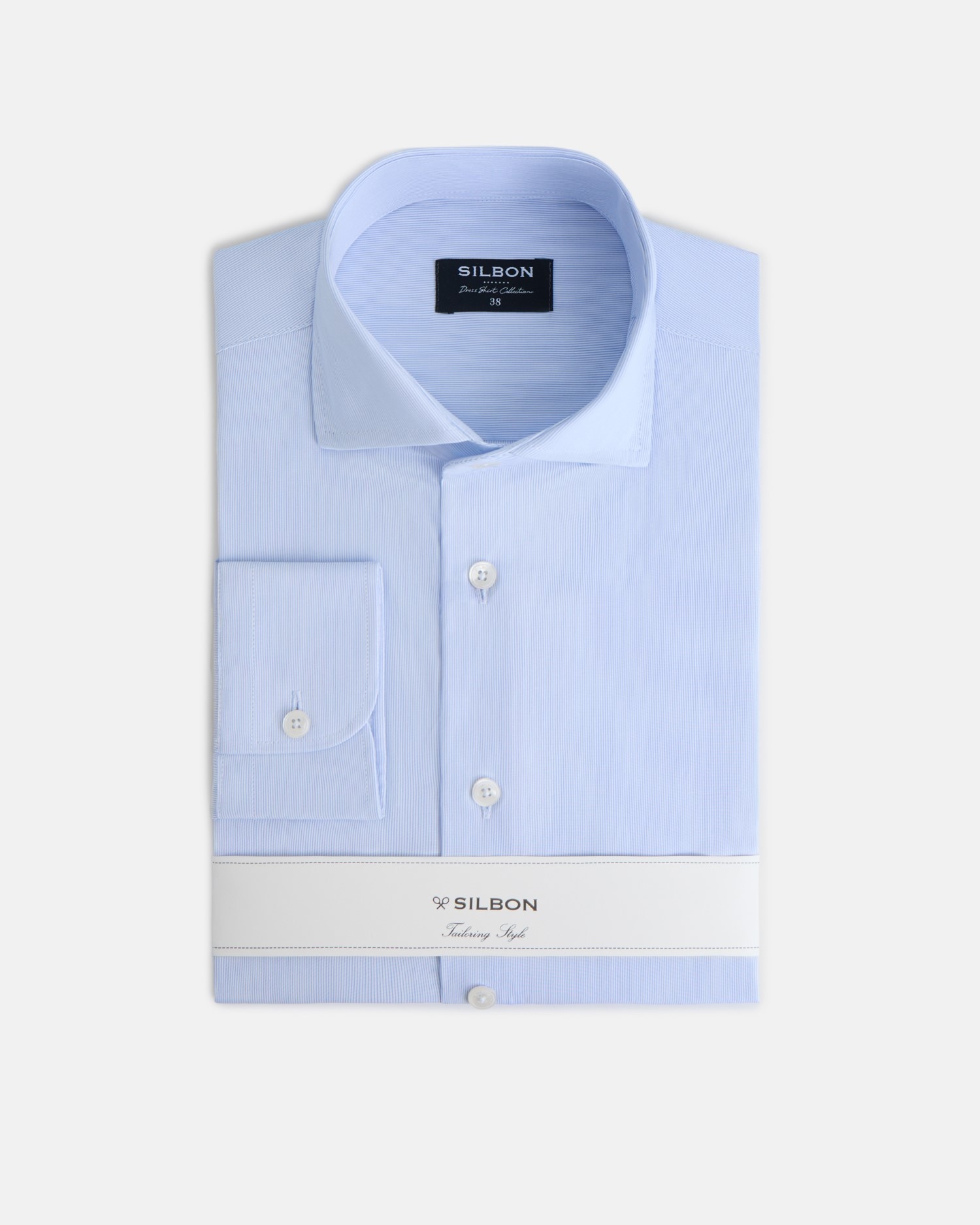 Camisa Formal Às Riscas Mini com Punho Simples Azul-claro-4
