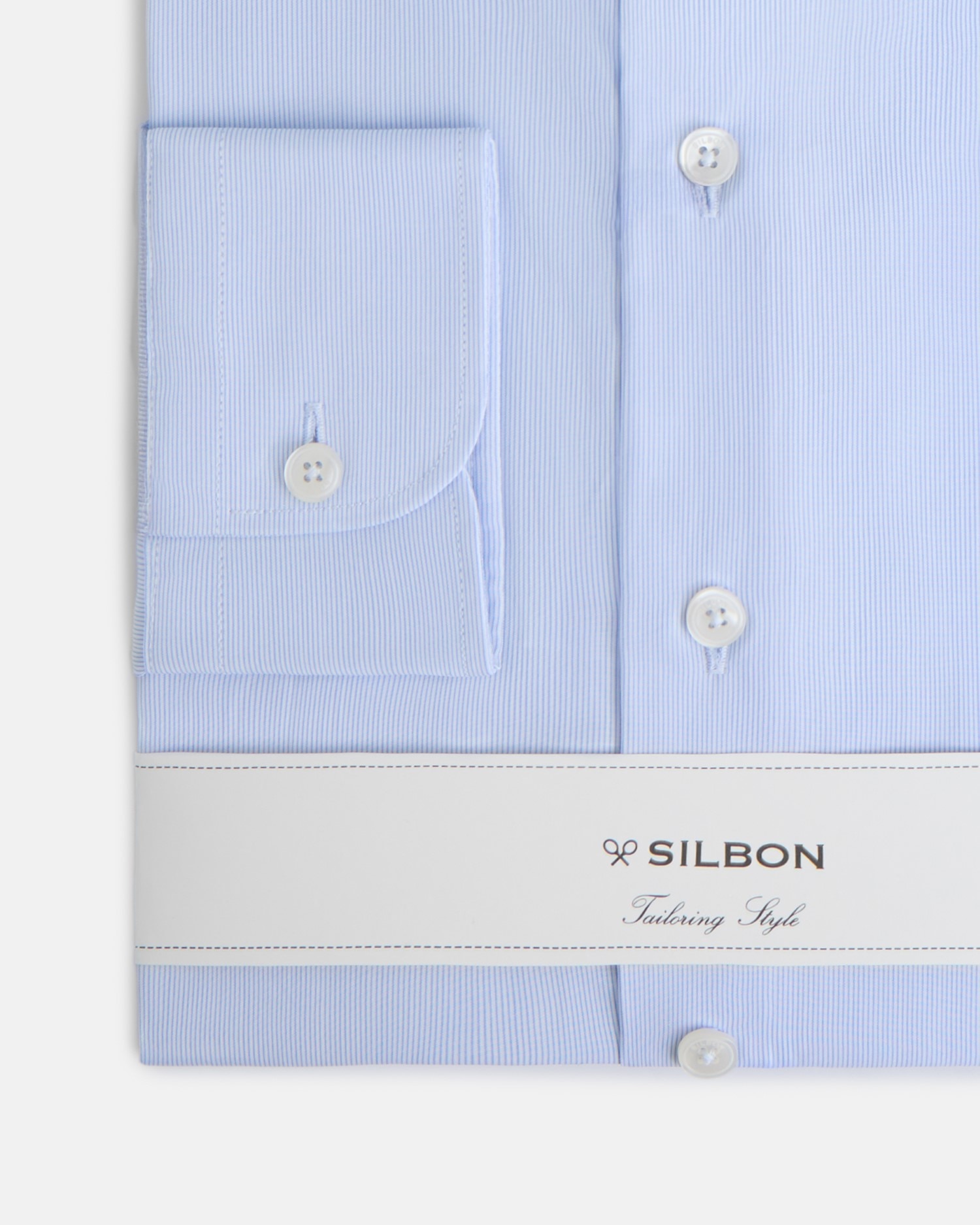 Camisa Formal Às Riscas Mini com Punho Simples Azul-claro-5