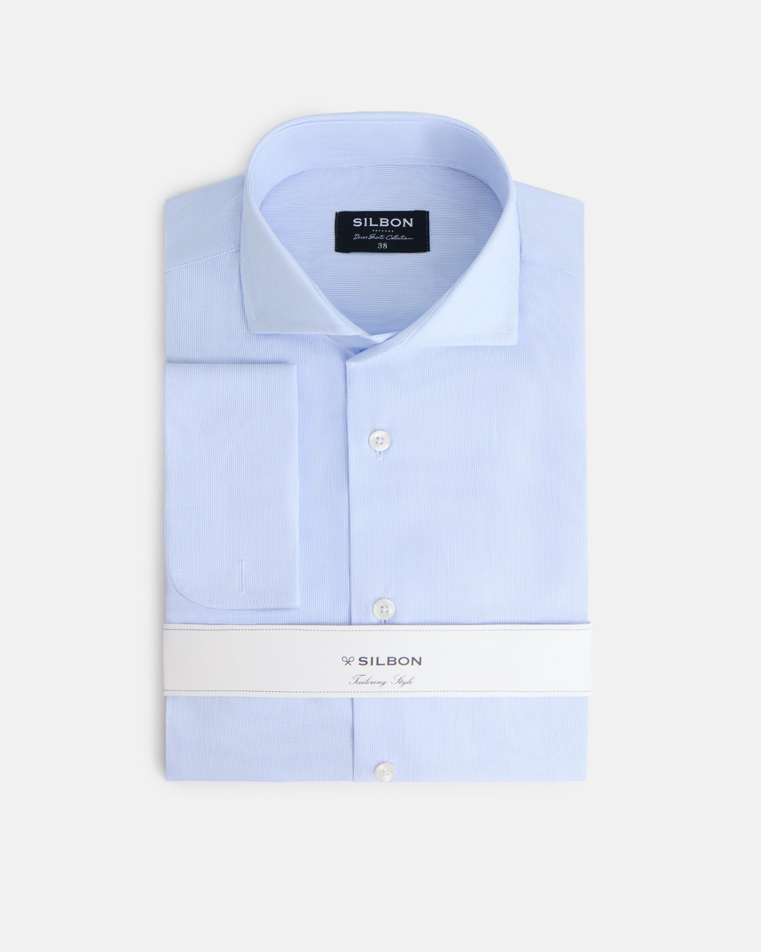 Camisa Formal Às Riscas Mini com Punho Duplo Azul-celeste-4