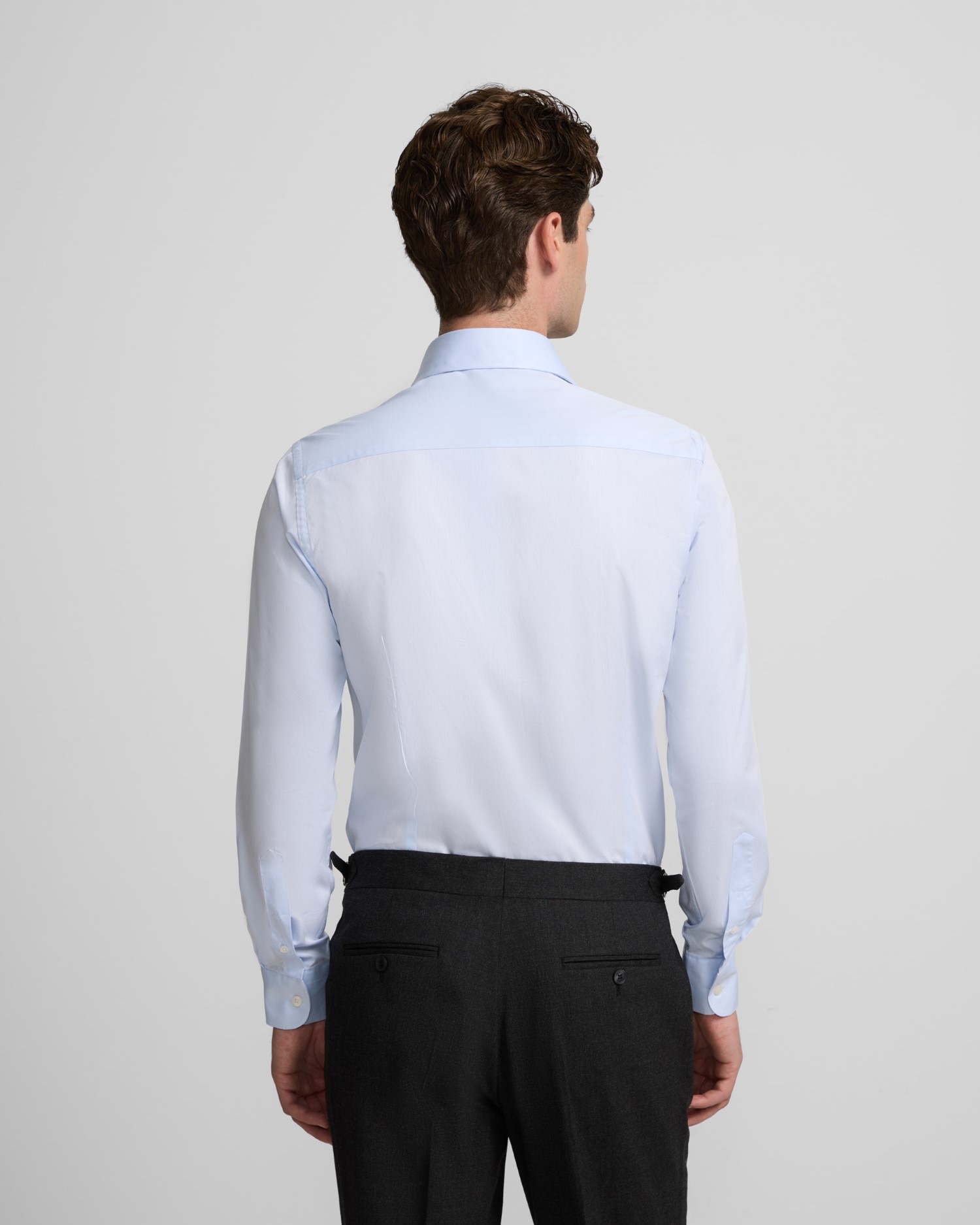 Camisa Formal Às Mini Riscas com Punho Simples Azul-claro-2