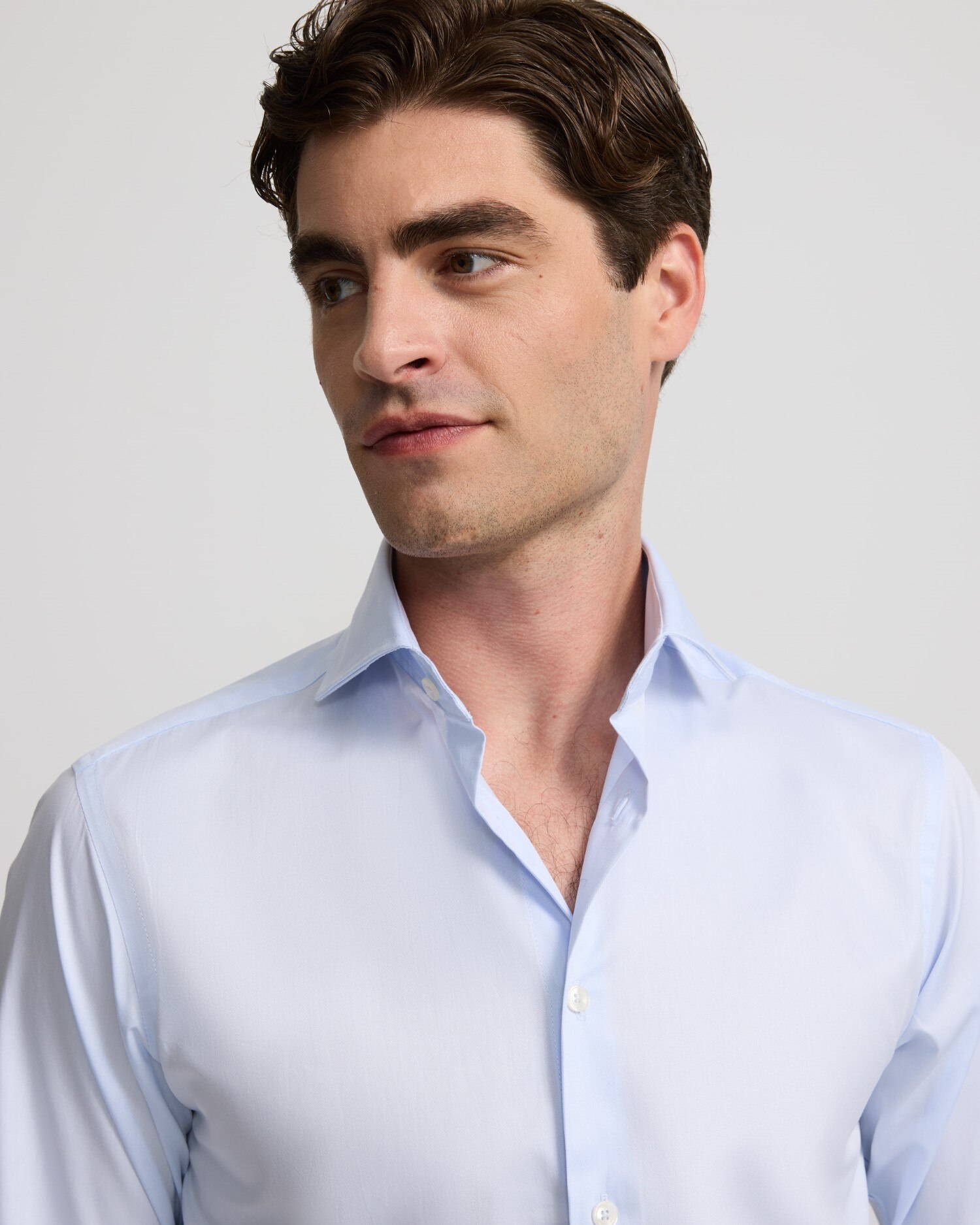 Camisa Formal Às Mini Riscas com Punho Simples Azul-claro-3