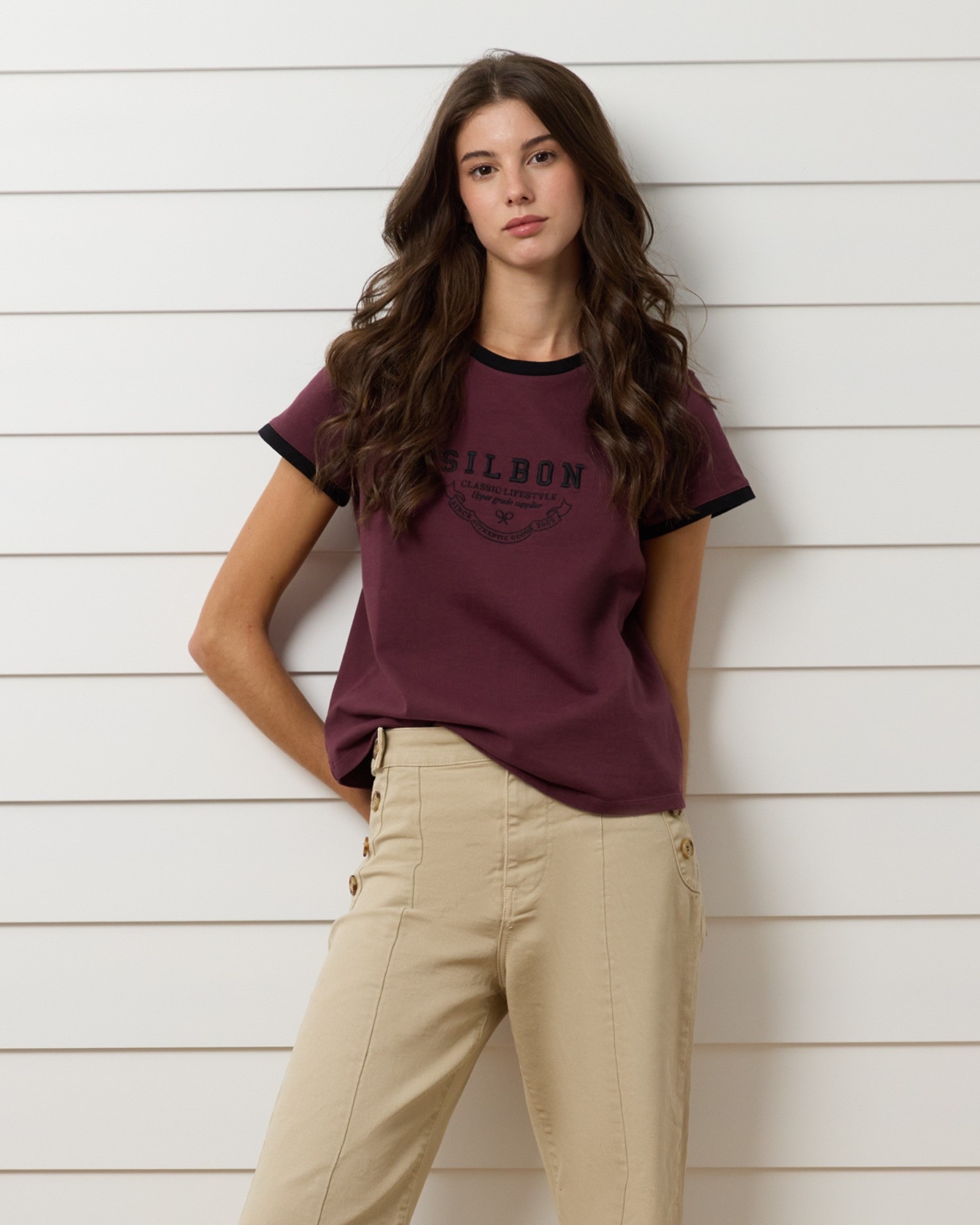 Imagem 0 de T-shirt Varsity Bordeaux