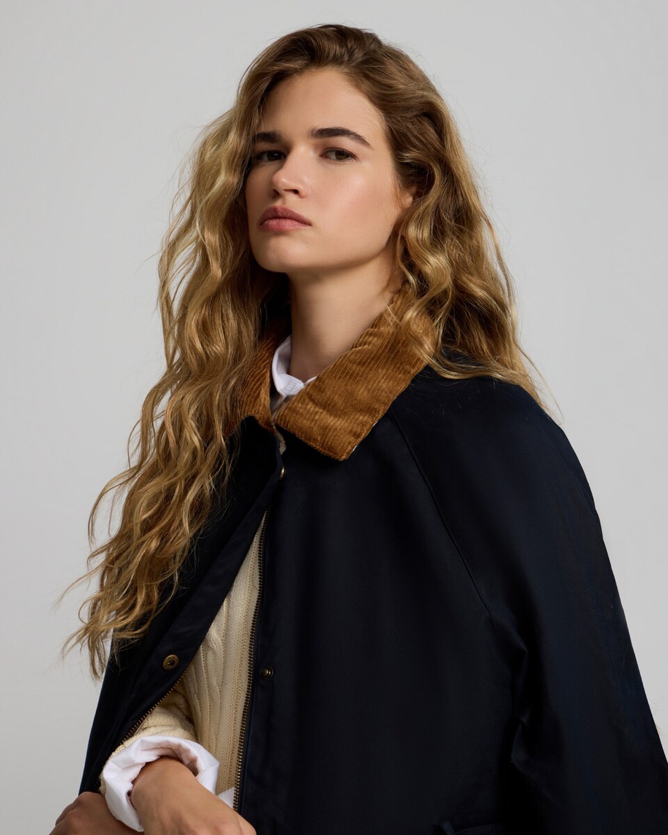 Parka Comprida Encerada Azul-marinho-3