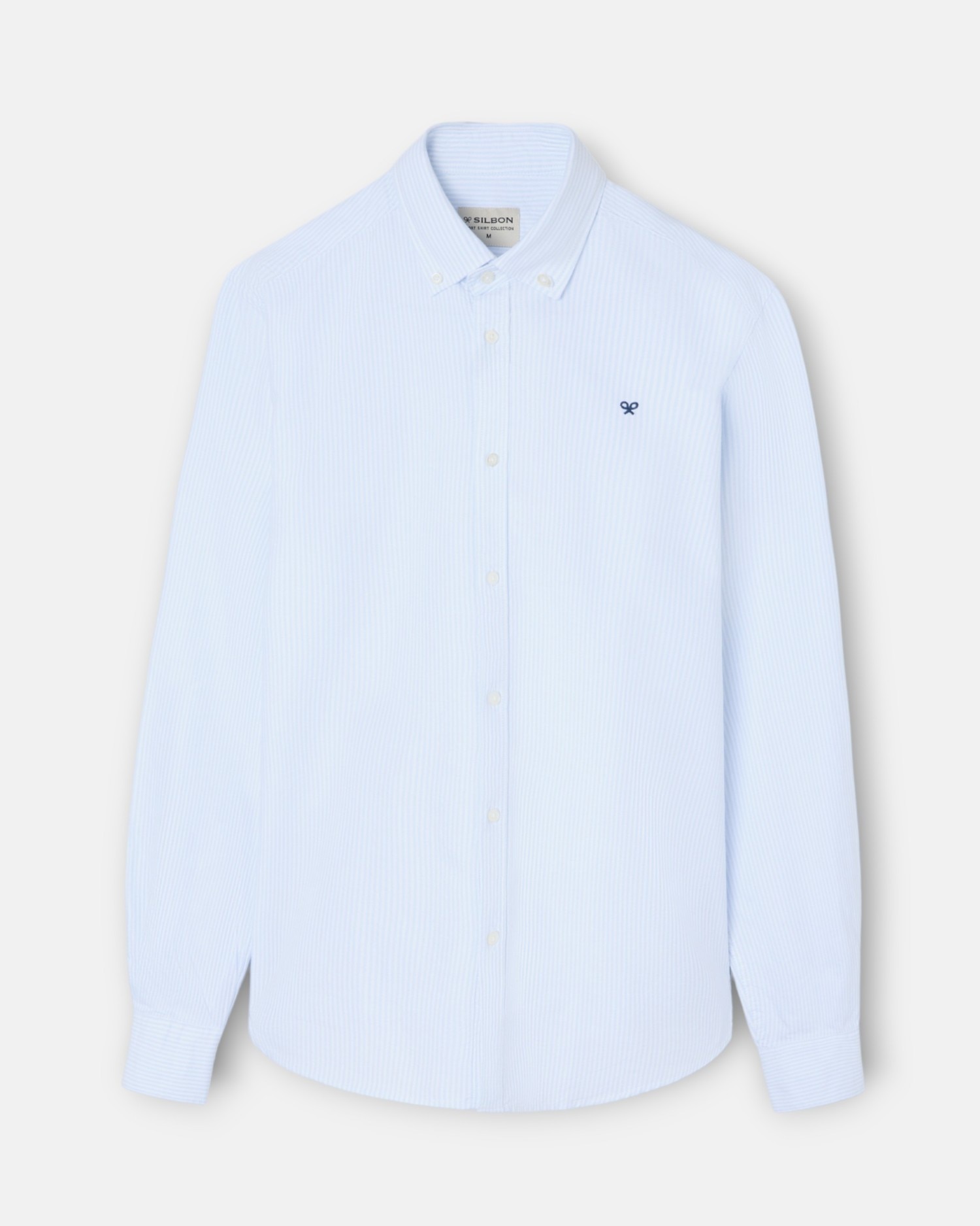 Camisa Oxford Às Riscas Celeste Azul-celeste-1