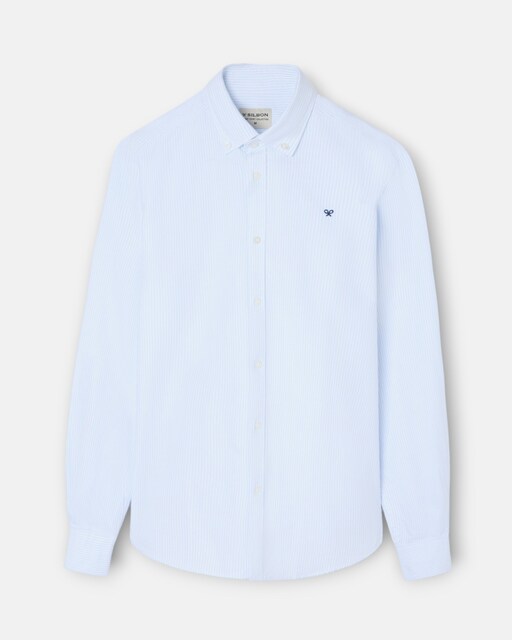 Imagem 0 de Camisa Oxford Às Riscas Celeste