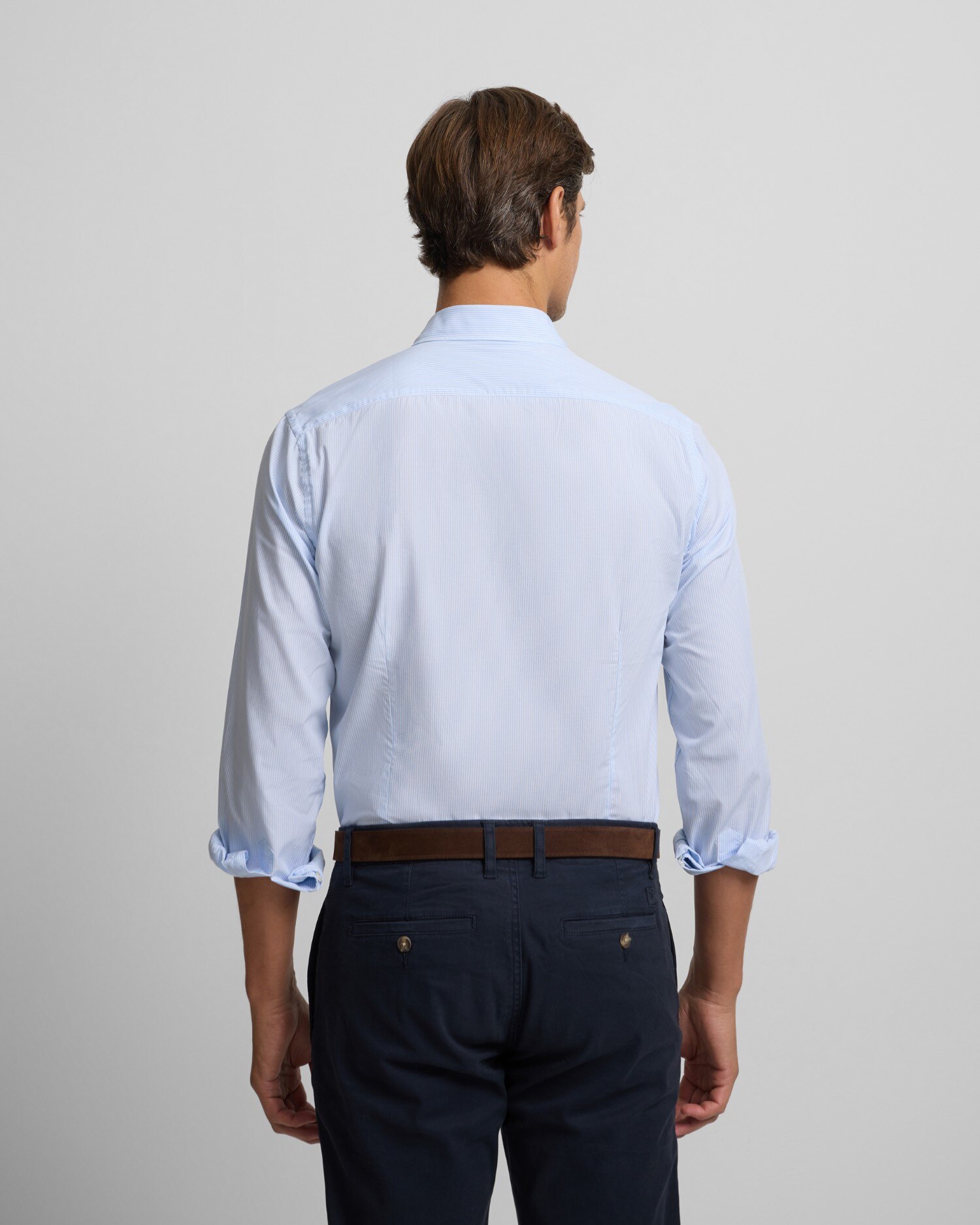 Camisa Oxford Classic Às Riscas em Celeste Azul-celeste-2