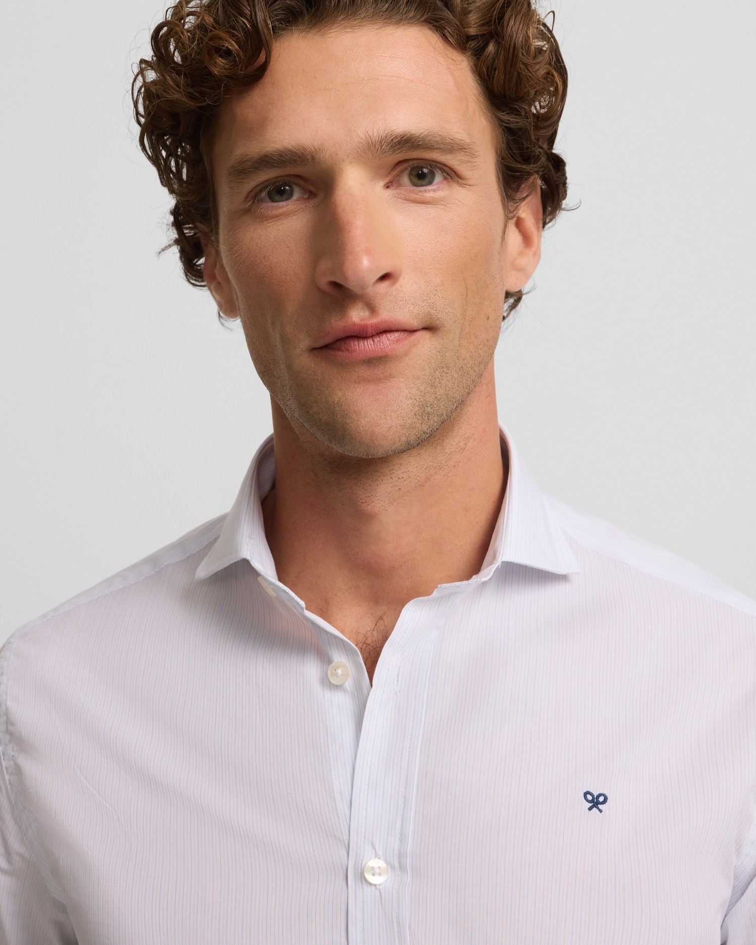 Camisa Oxford Sport Classic Mini Às Riscas em Celeste Azul-celeste-3