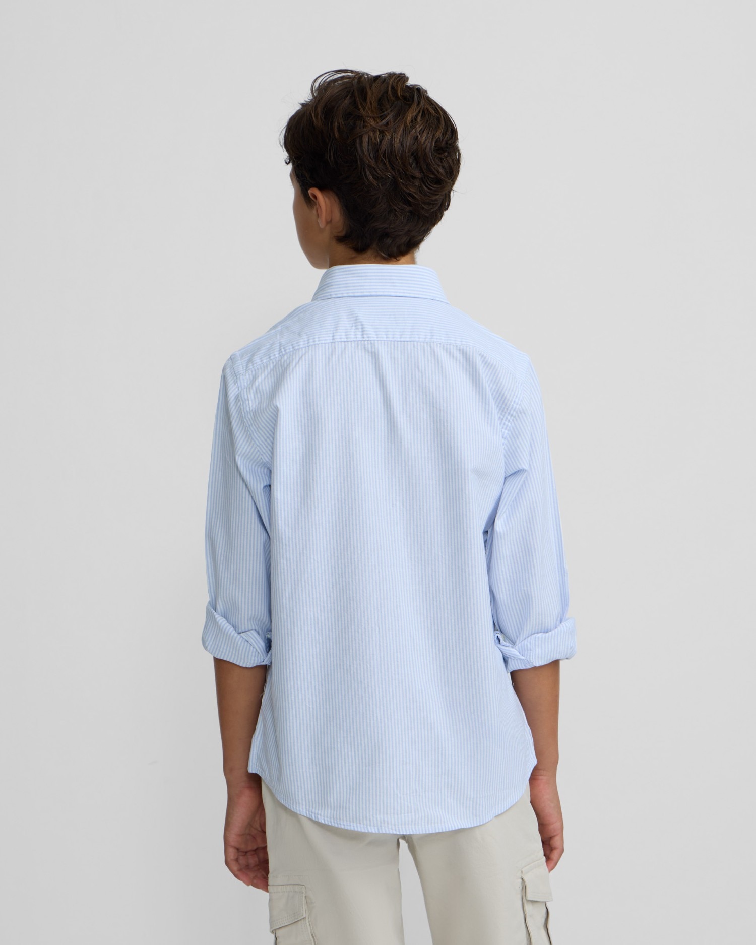 Camisa Sport Infantil Oxford Às Riscas em Celeste Silbon Azul-celeste-2