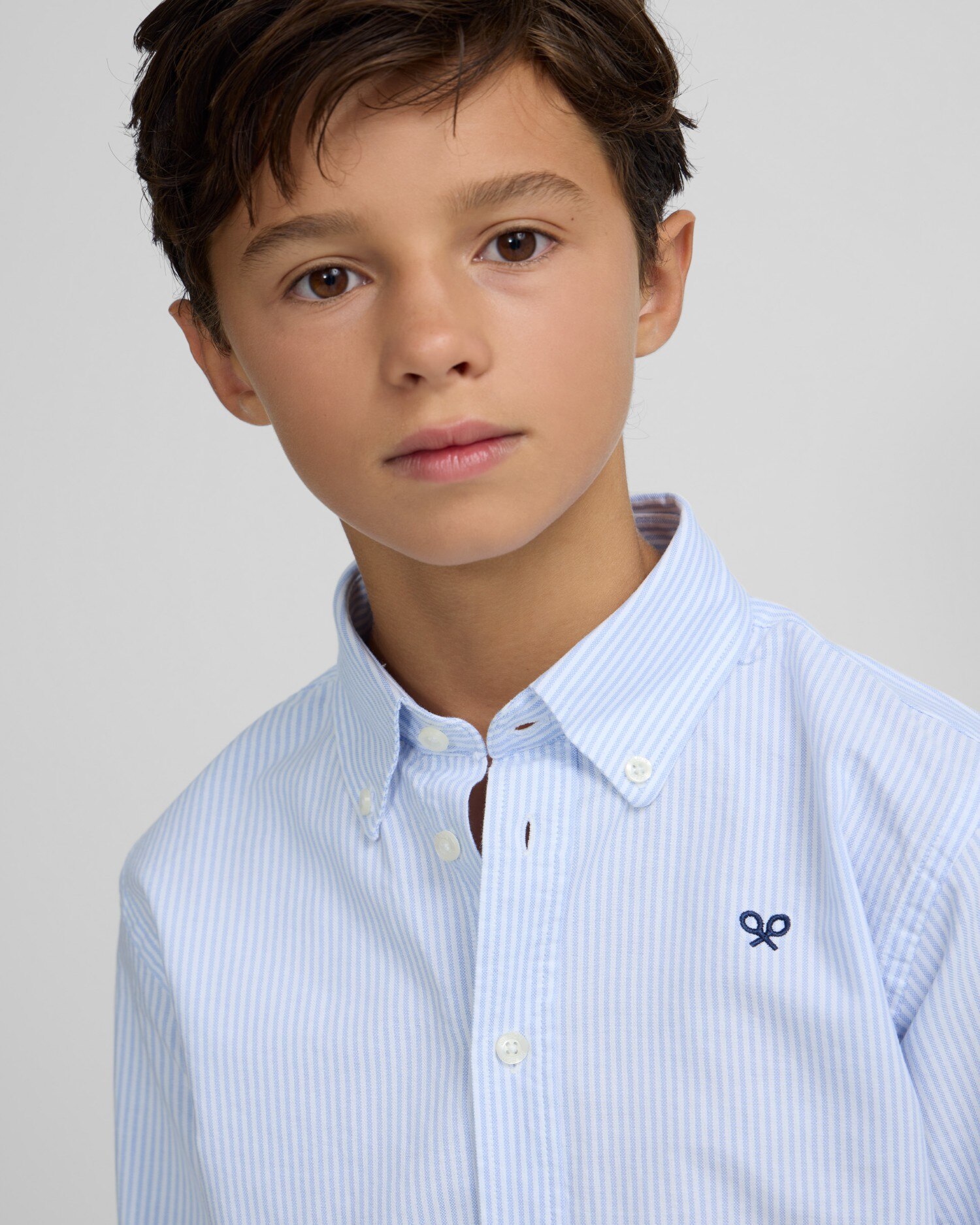 Camisa Sport Infantil Oxford Às Riscas em Celeste Silbon Azul-celeste-3
