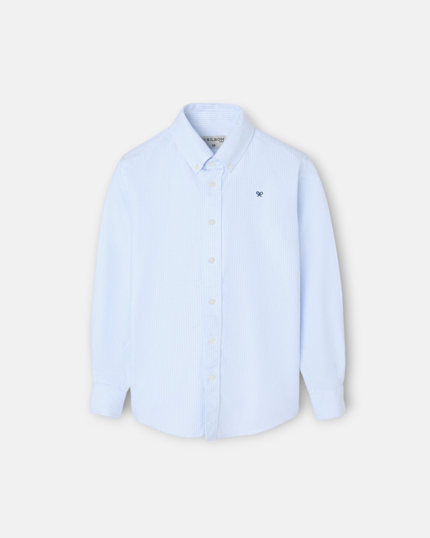 Camisa Sport Infantil Oxford Às Riscas em Celeste Silbon Azul-celeste-4