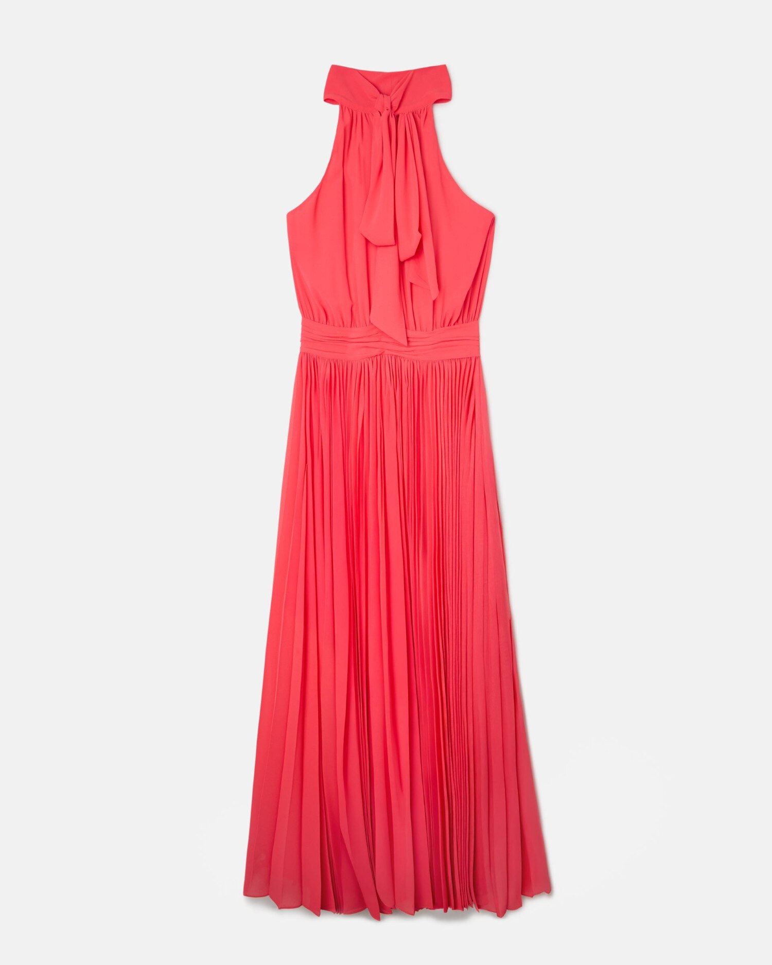Vestido Caprile X Silbon Plissado Laço Coral Coral-4